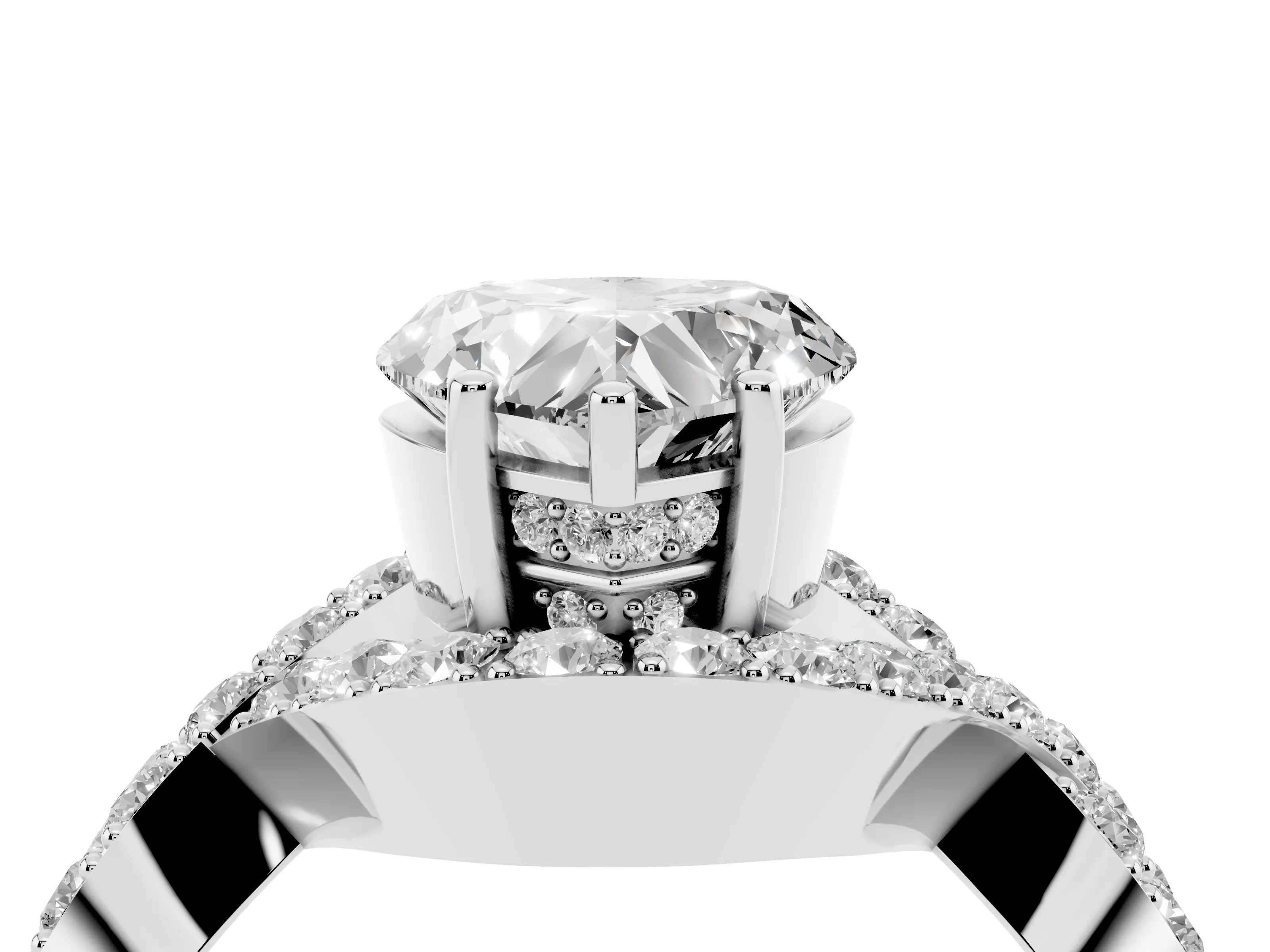 Heart Cut Diamond Solitaire Twist Band Pavé Engagement Ring Set in Platinum