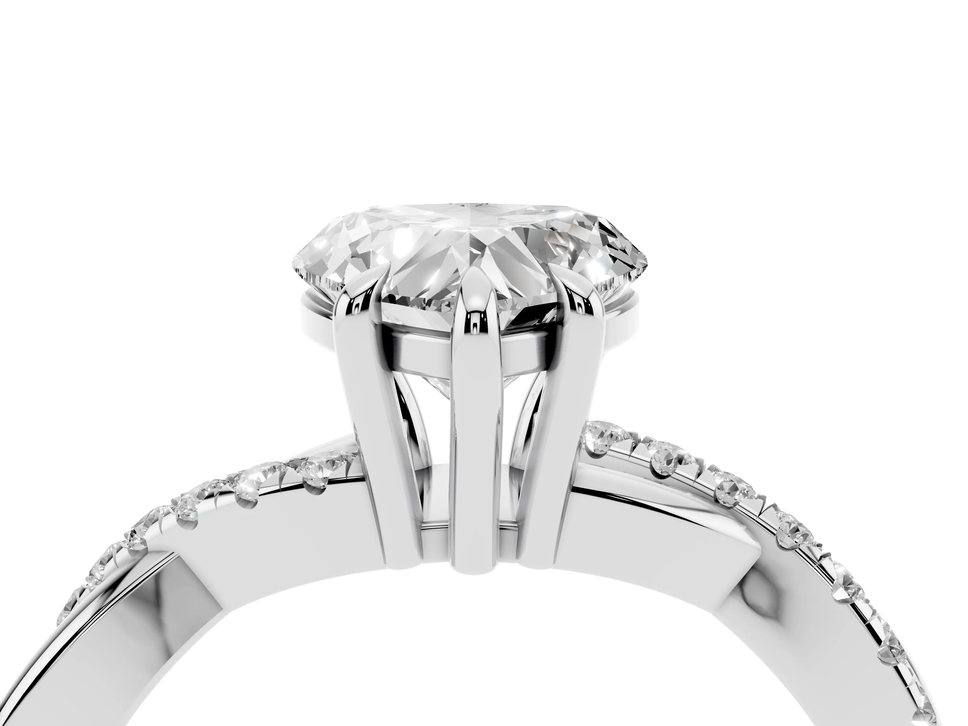Heart Cut Diamond Twist Band Solitaire Set in Silver with Pavé Accents and Prong Setting