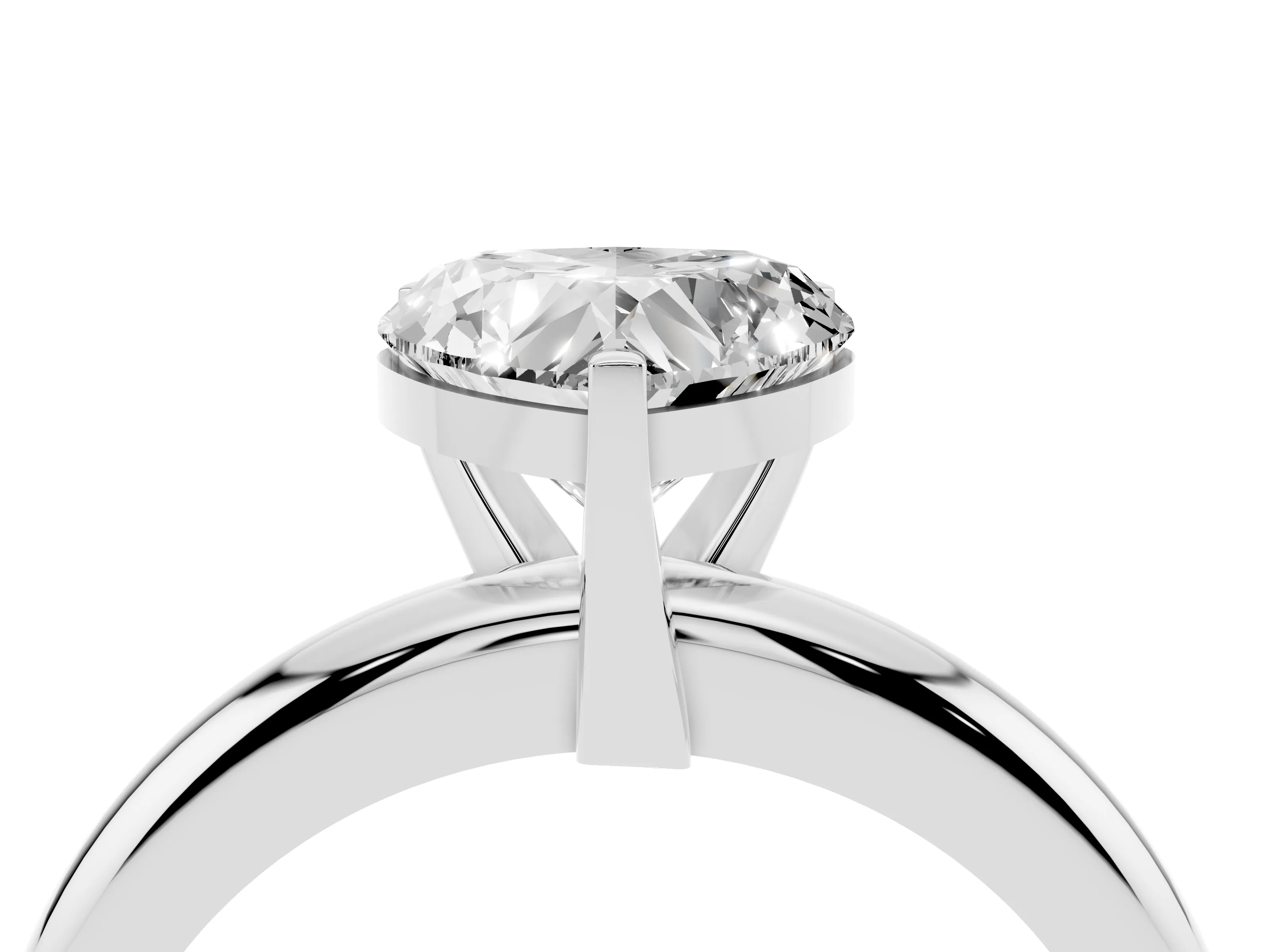 Heart Cut Diamond Solitaire Engagement Ring Set in White gold with Round Band and Prong Setting
