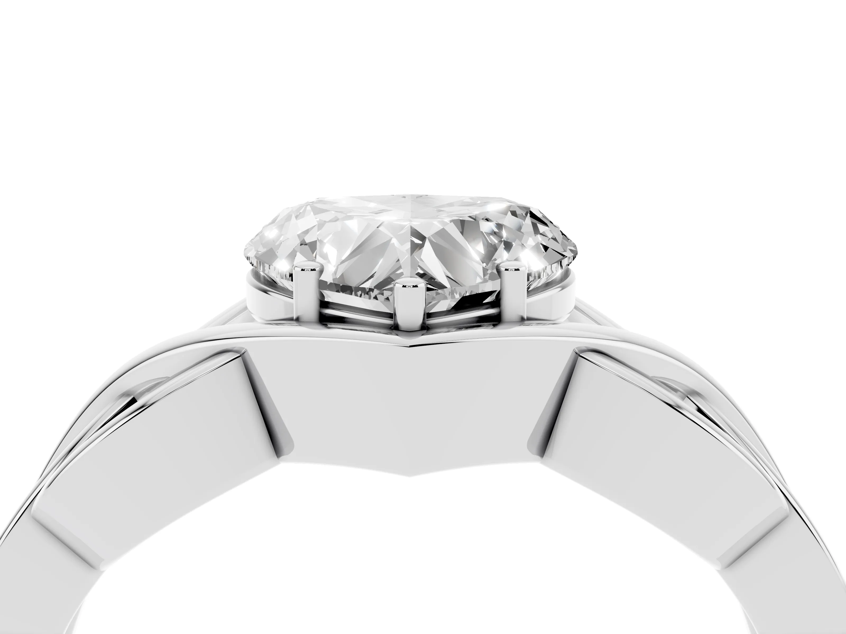 Heart Cut Diamond Solitaire Ring Set in White gold with Intertwined Band