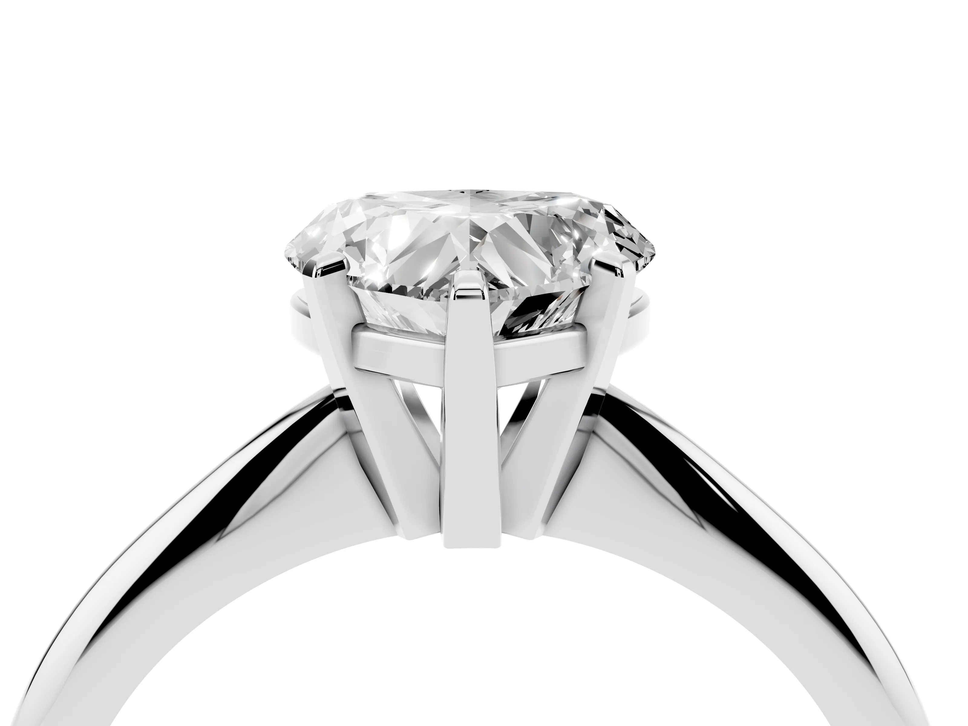 Heart Cut Diamond Solitaire Ring Set in Silver with Prong Setting on a Plain Round Band