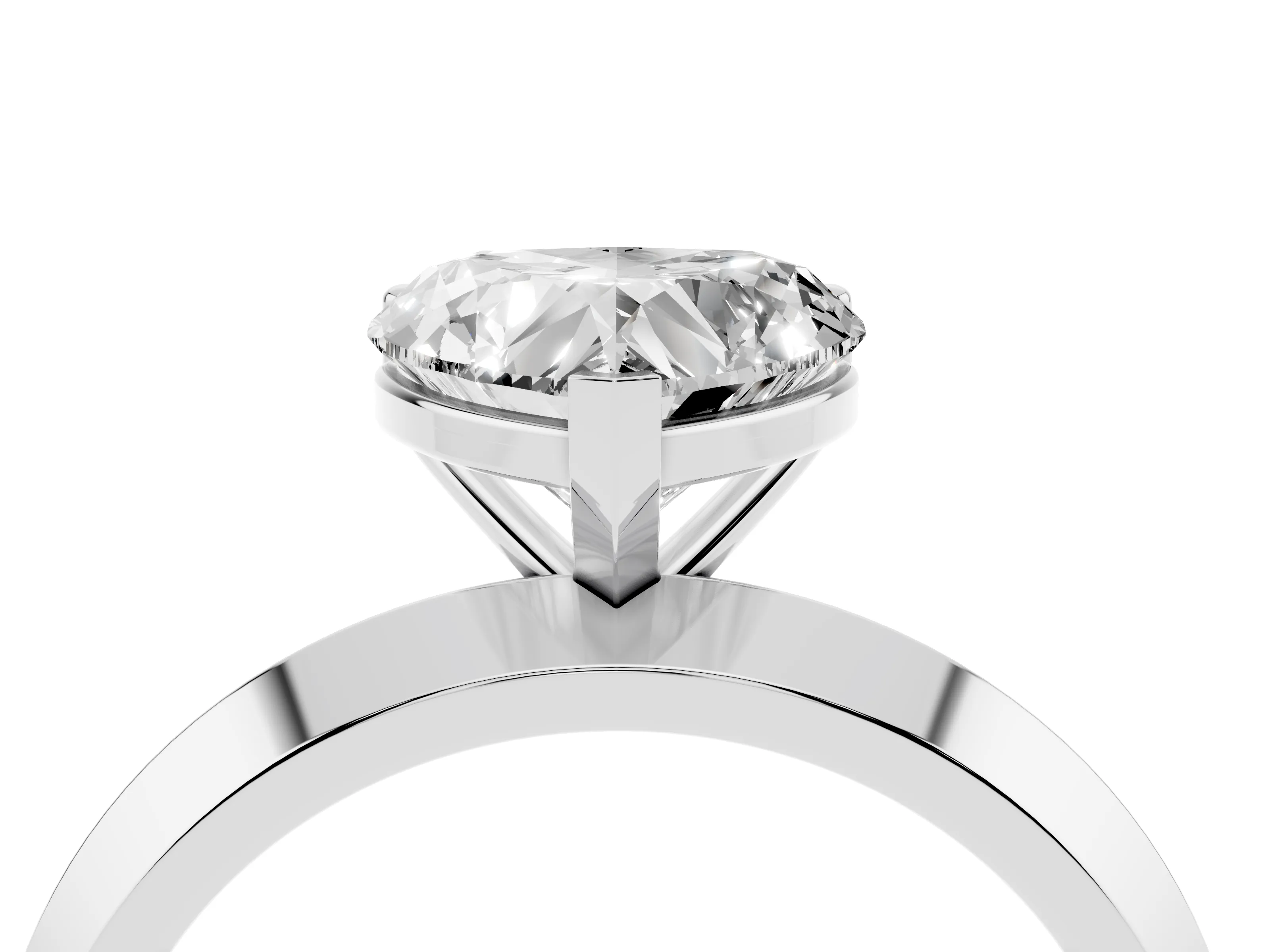 Heart Cut Diamond Solitaire Engagement Ring Set in Platinum with Flat Band and Prong Setting