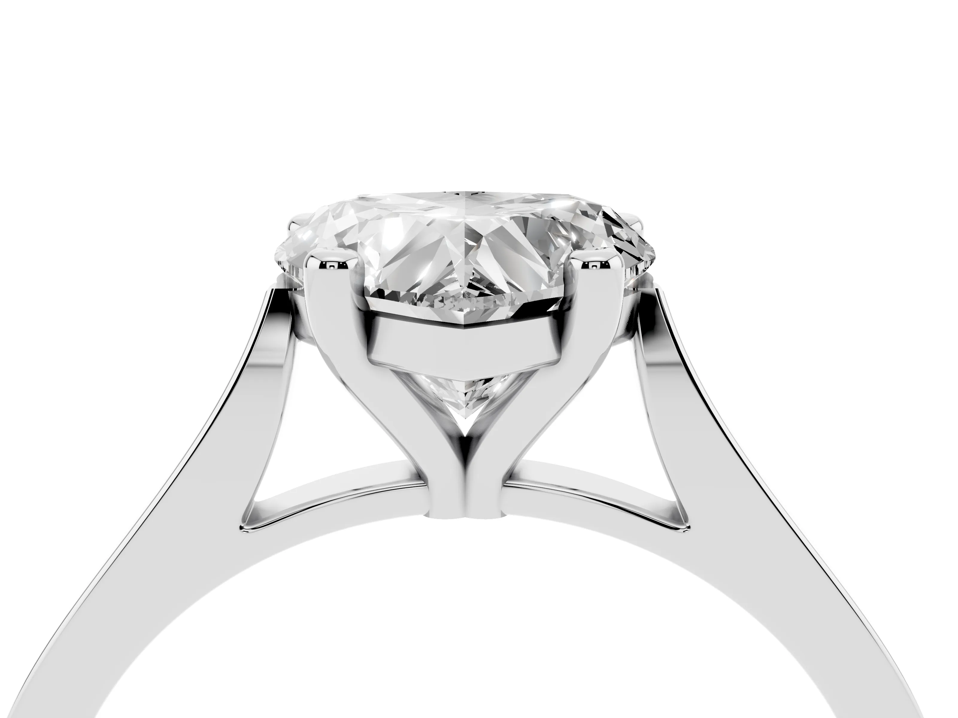 Heart Cut Diamond Solitaire Ring Set in White gold with Prong Setting and Tapered Band