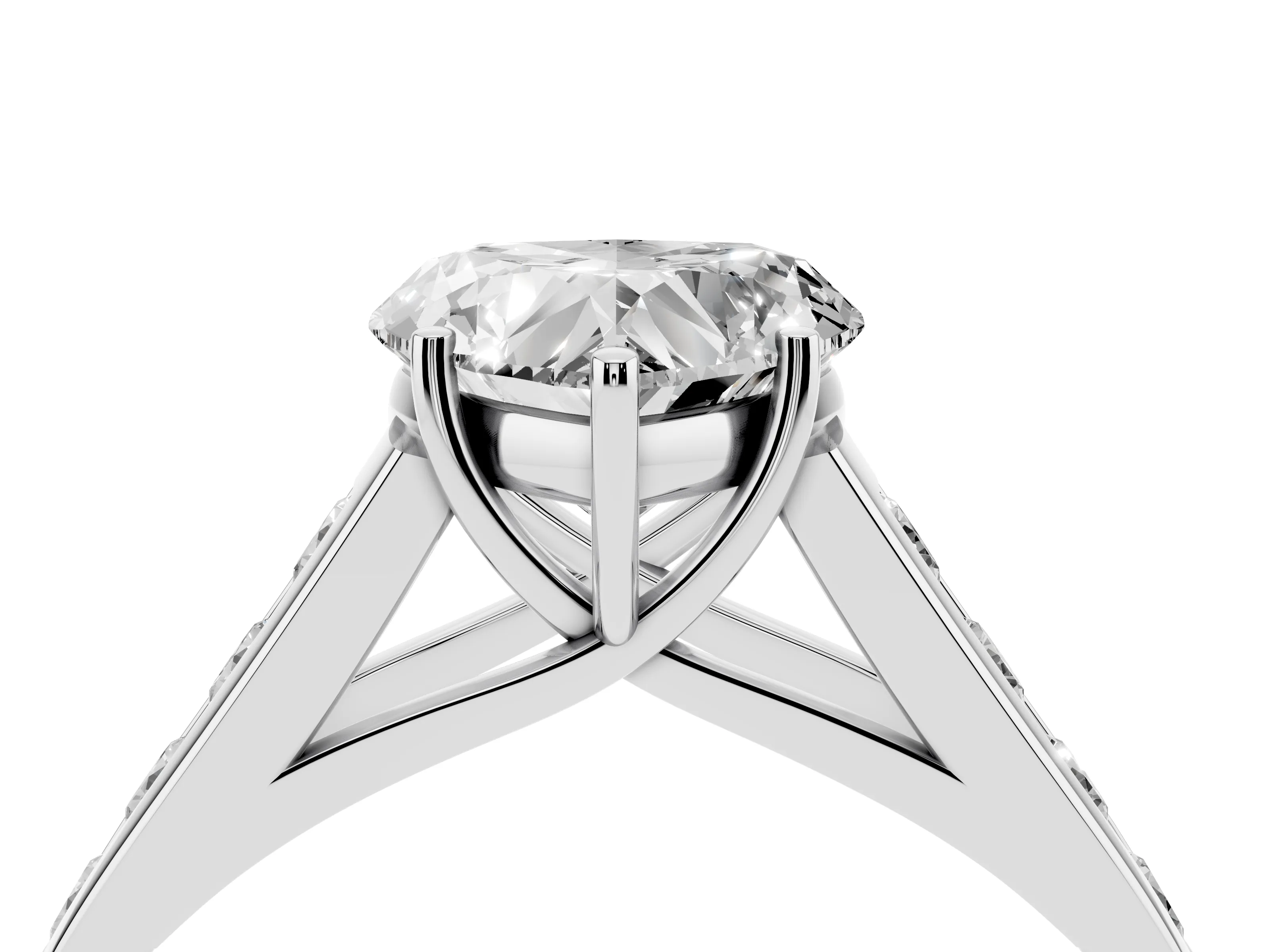 Heart Cut Diamond Solitaire Channel-Set Engagement Ring Set in White gold with Prong Setting