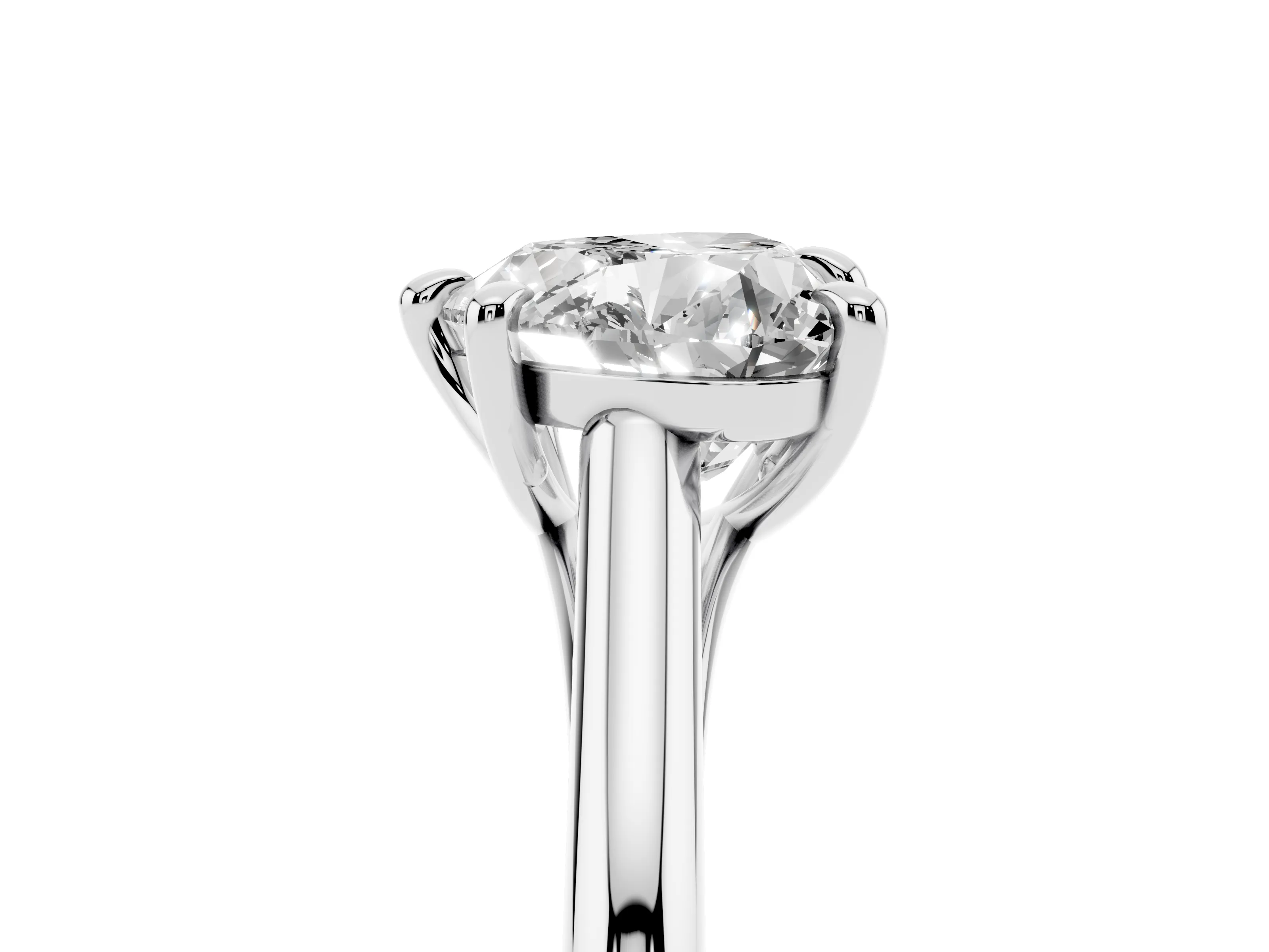 Heart Cut Diamond Solitaire Engagement Ring Set in Platinum with Prong Setting and Plain Classic Band