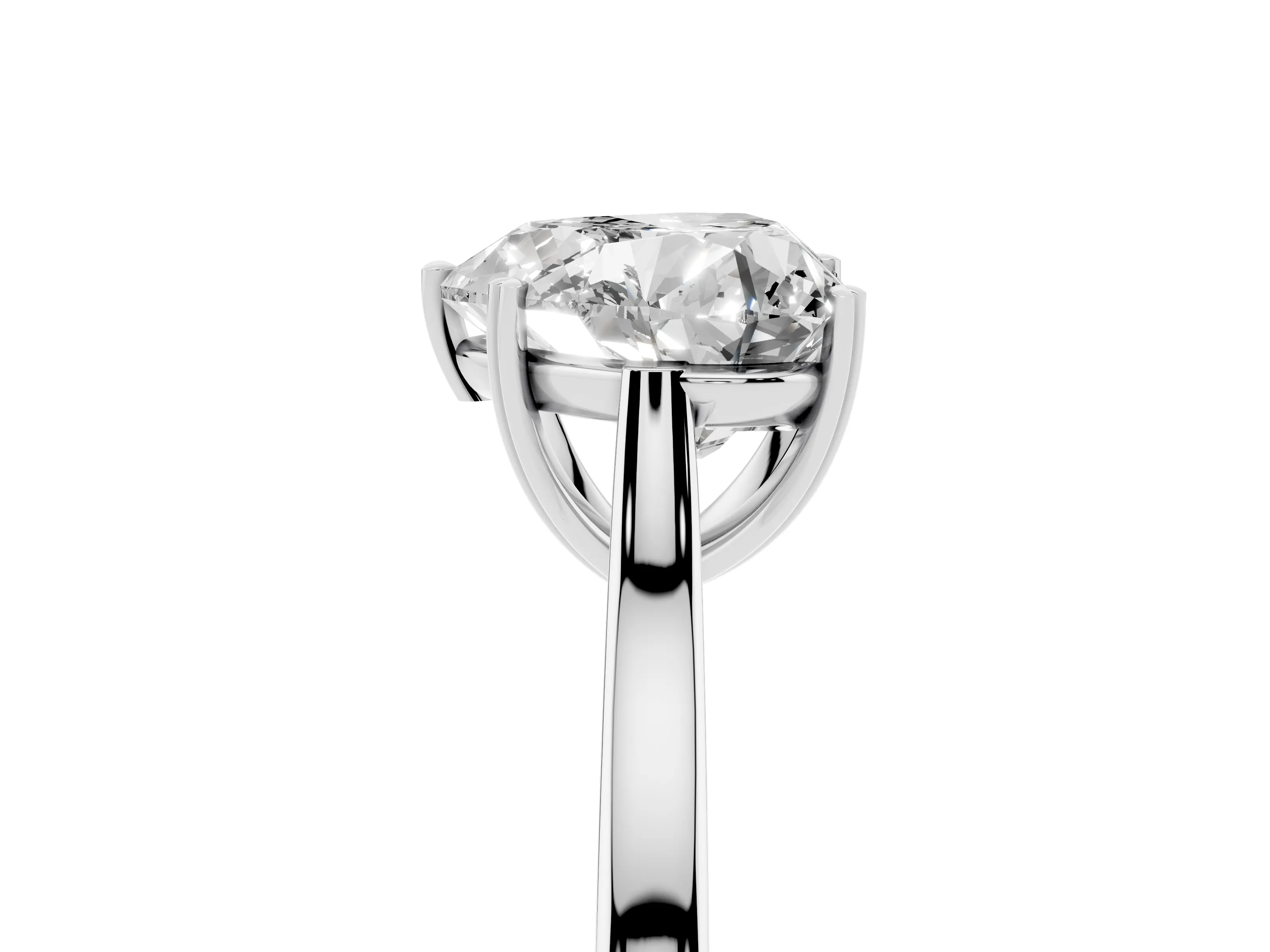 Heart Cut Diamond Solitaire Heart Prong Engagement Ring Set in Silver with Tapered Band