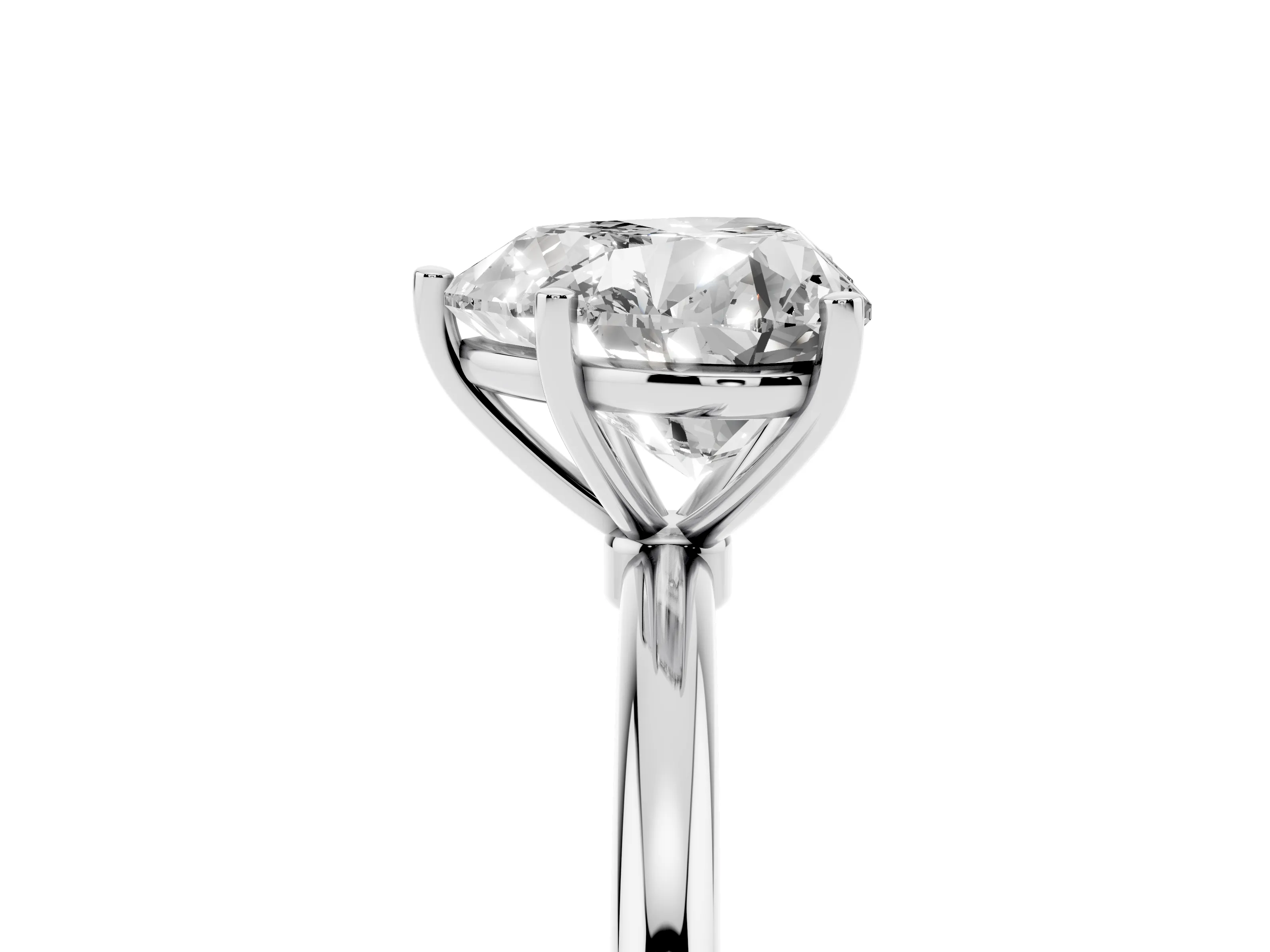 Heart Cut Diamond Solitaire Engagement Ring Set in Platinum with Thin Band and Prong Setting