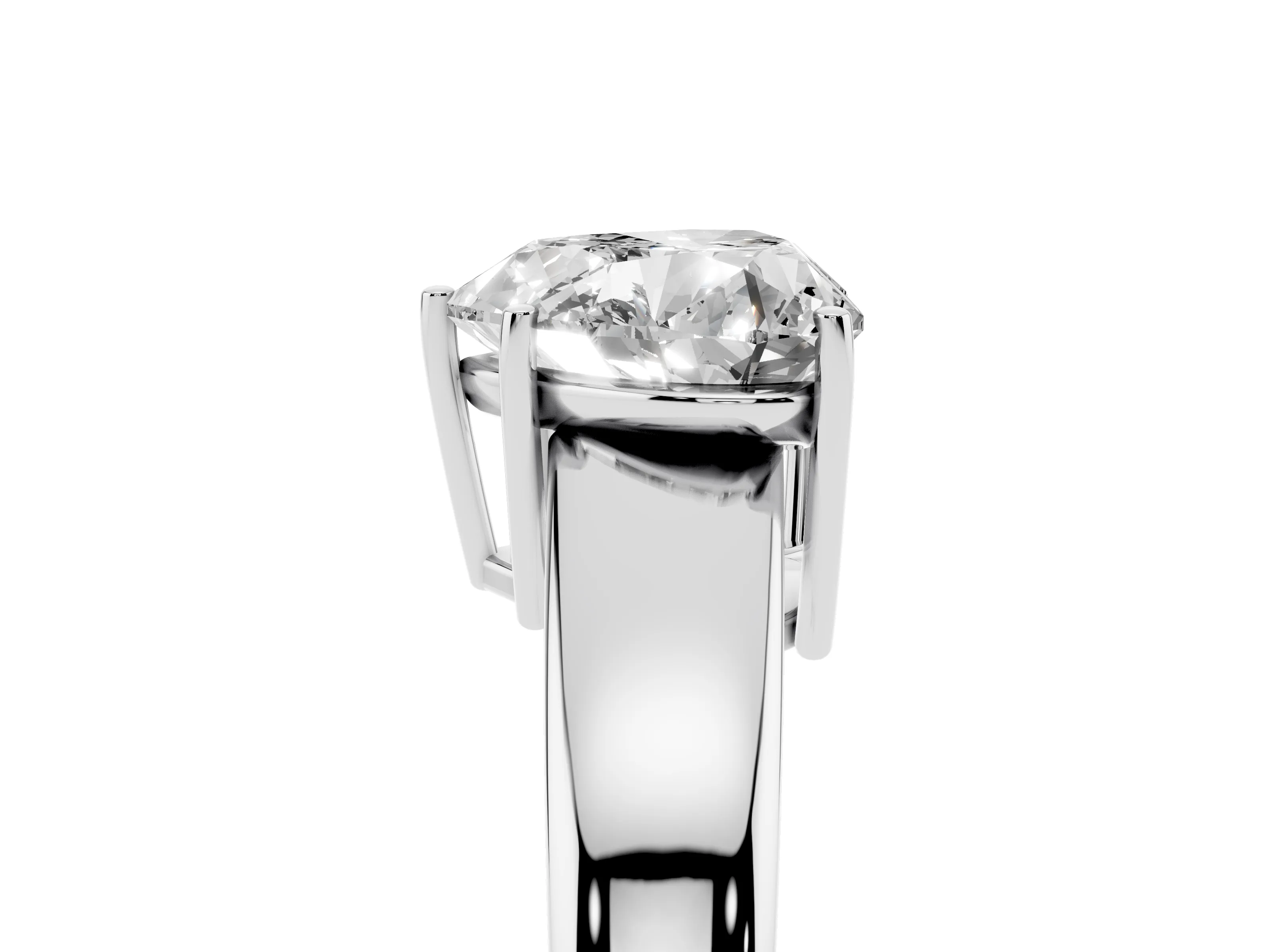 Heart Cut Diamond Solitaire Ring Set in Platinum with Tapered Band and Prong Setting