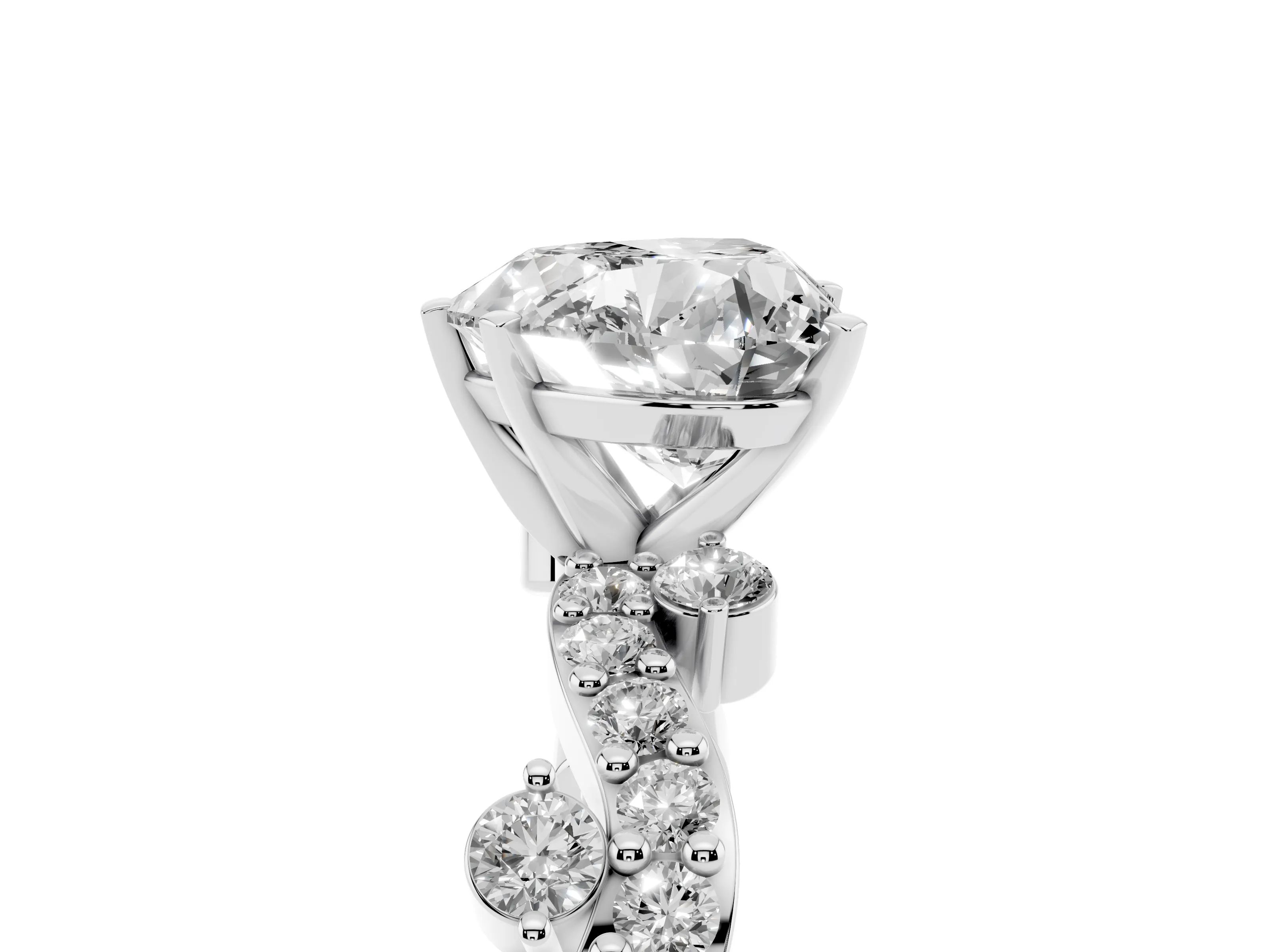 Heart Cut Diamond Solitaire Twisted Band Set in Silver with Pavé Setting
