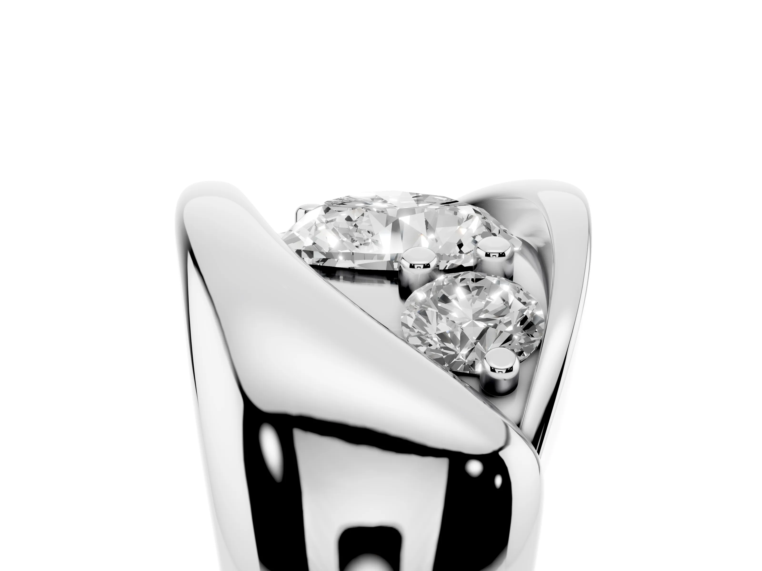 Heart Cut Diamond Channel-Set Crossover Ring Set in White gold