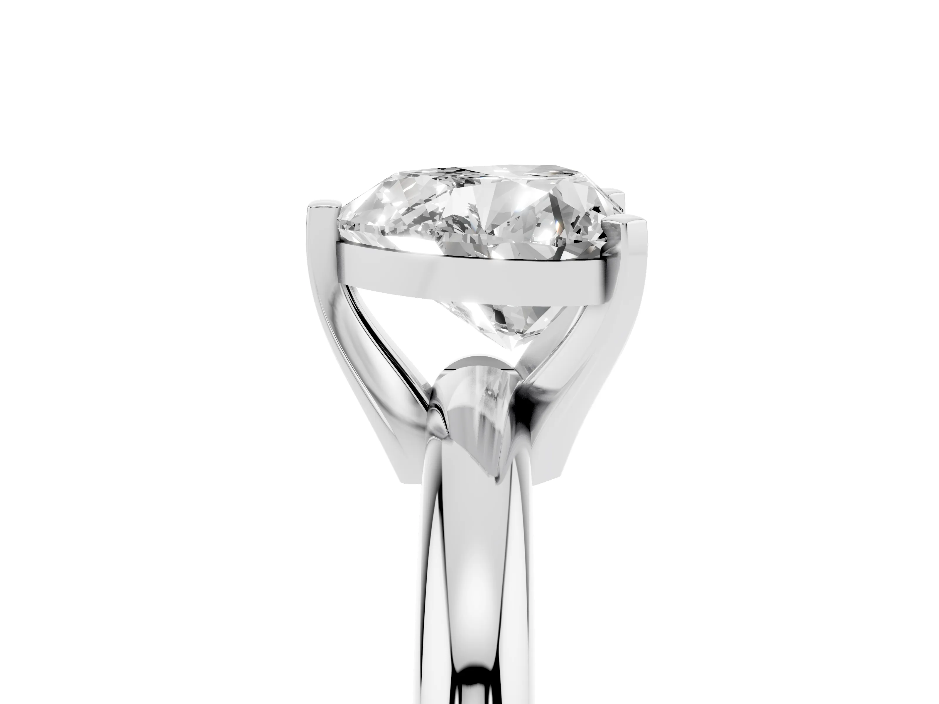 Heart Cut Diamond Solitaire Engagement Ring Set in White gold with Round Band and Prong Setting