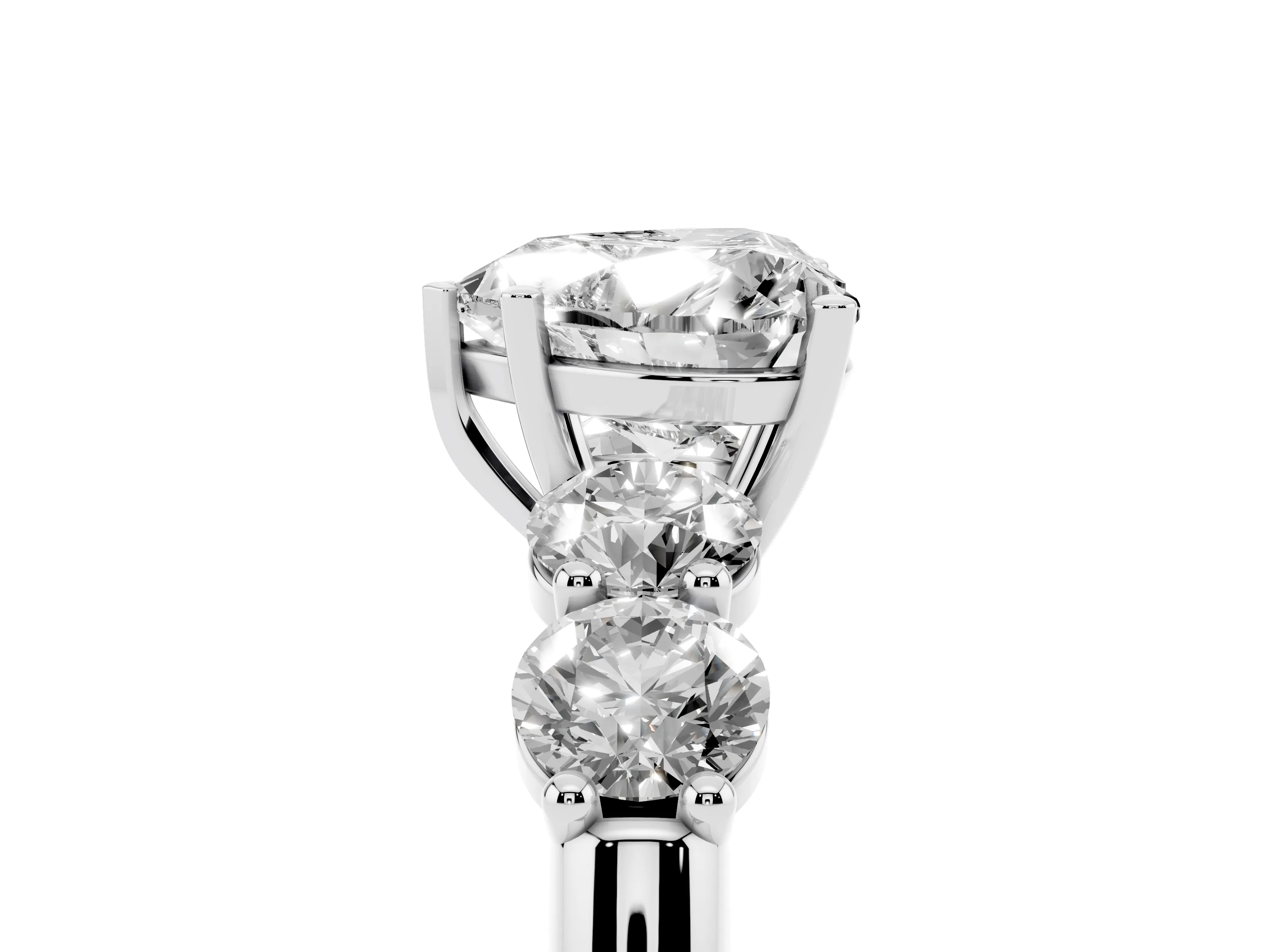 Heart Cut Diamond Five-Stone Prong Set Ring Set in White gold with Classic Band