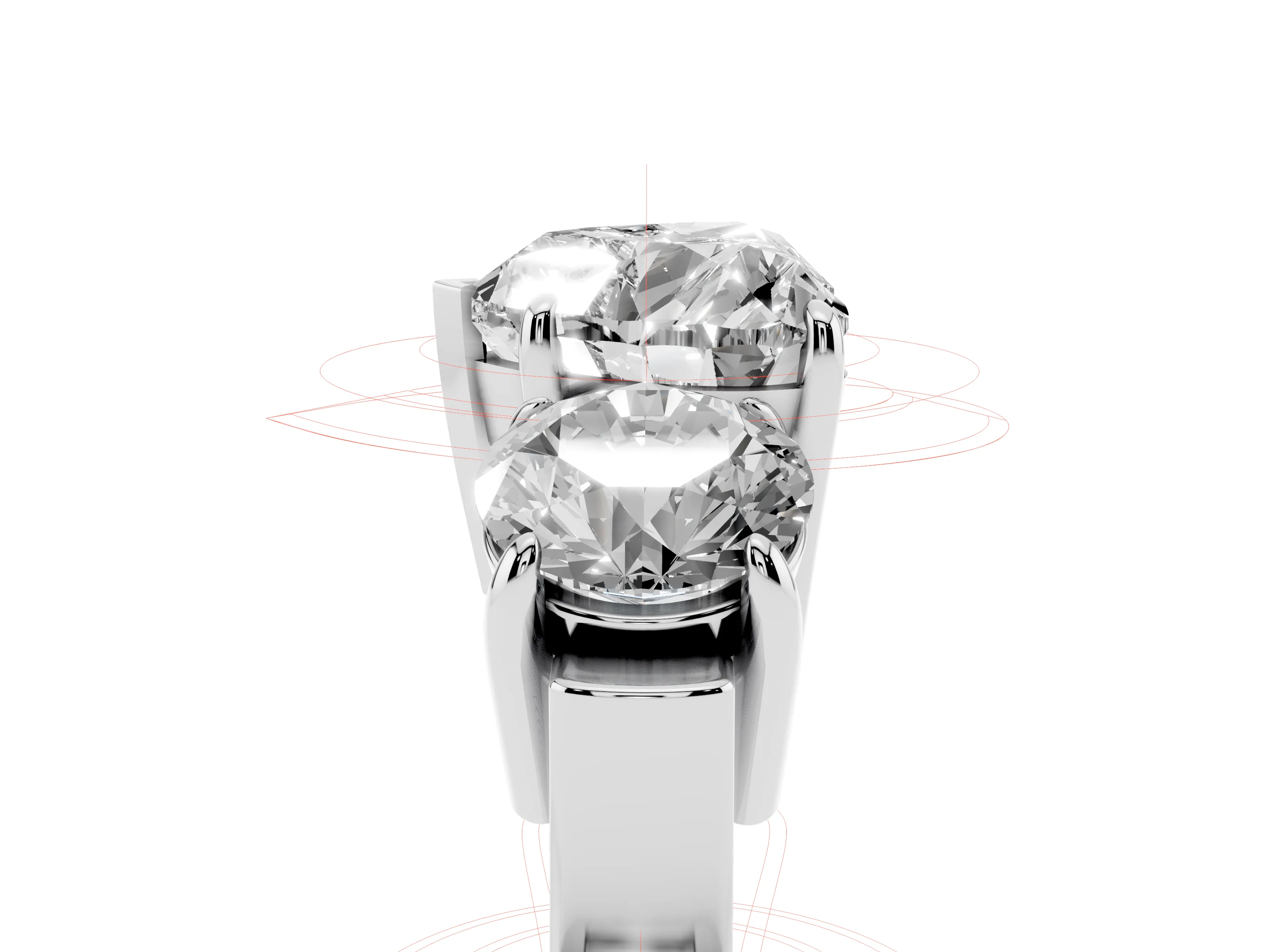 Heart Cut Diamond Three-Stone Ring Set in Platinum with Round Accent Stones and Plain Band