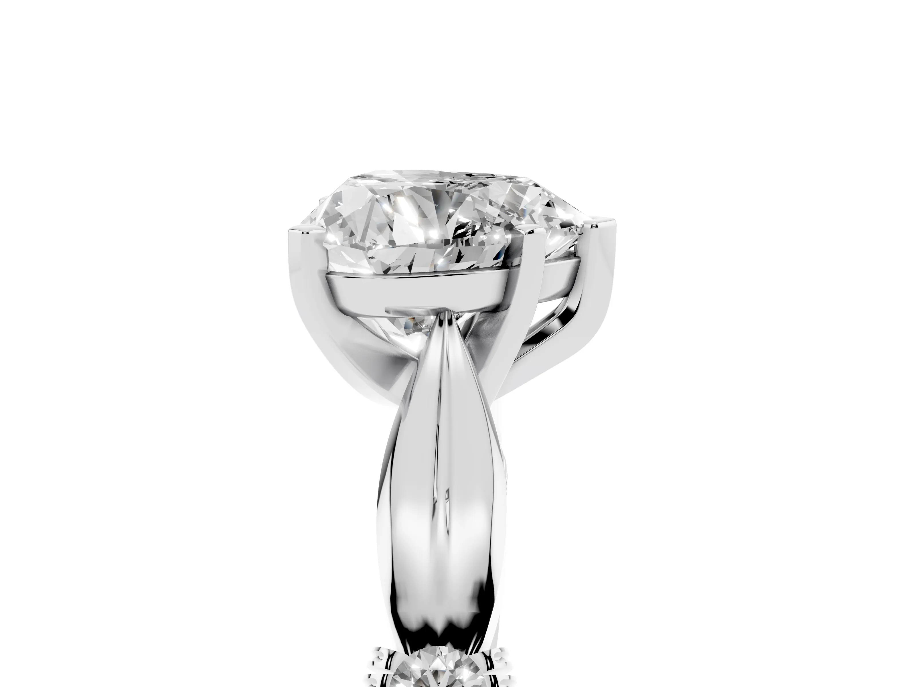 Heart Cut Diamond Solitaire Twisted Band Ring Set in Silver with Accent Stones and Prong Setting
