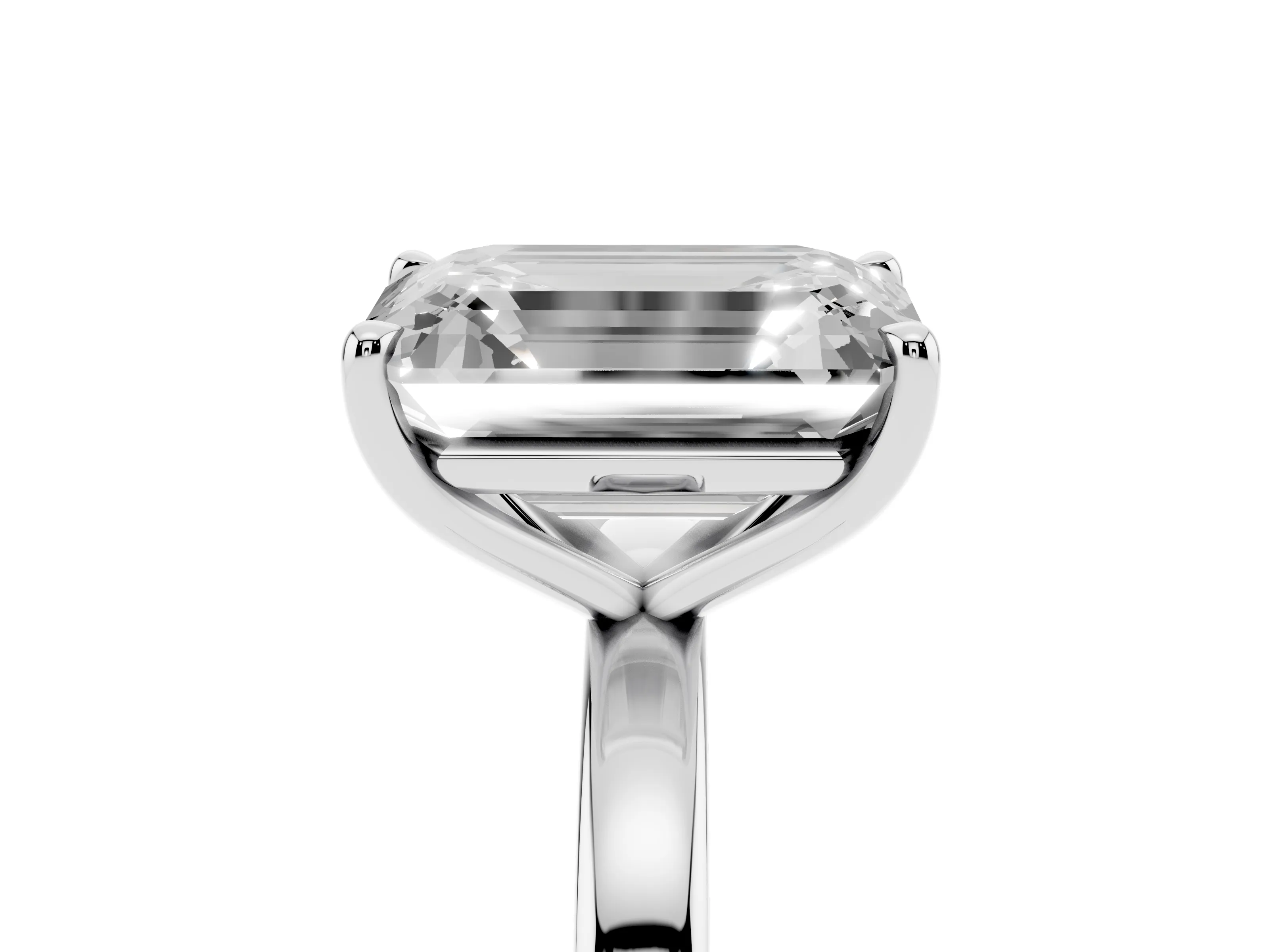 Heart Cut and Emerald Cut Toi Moi Ring Set in Silver with Prong Setting