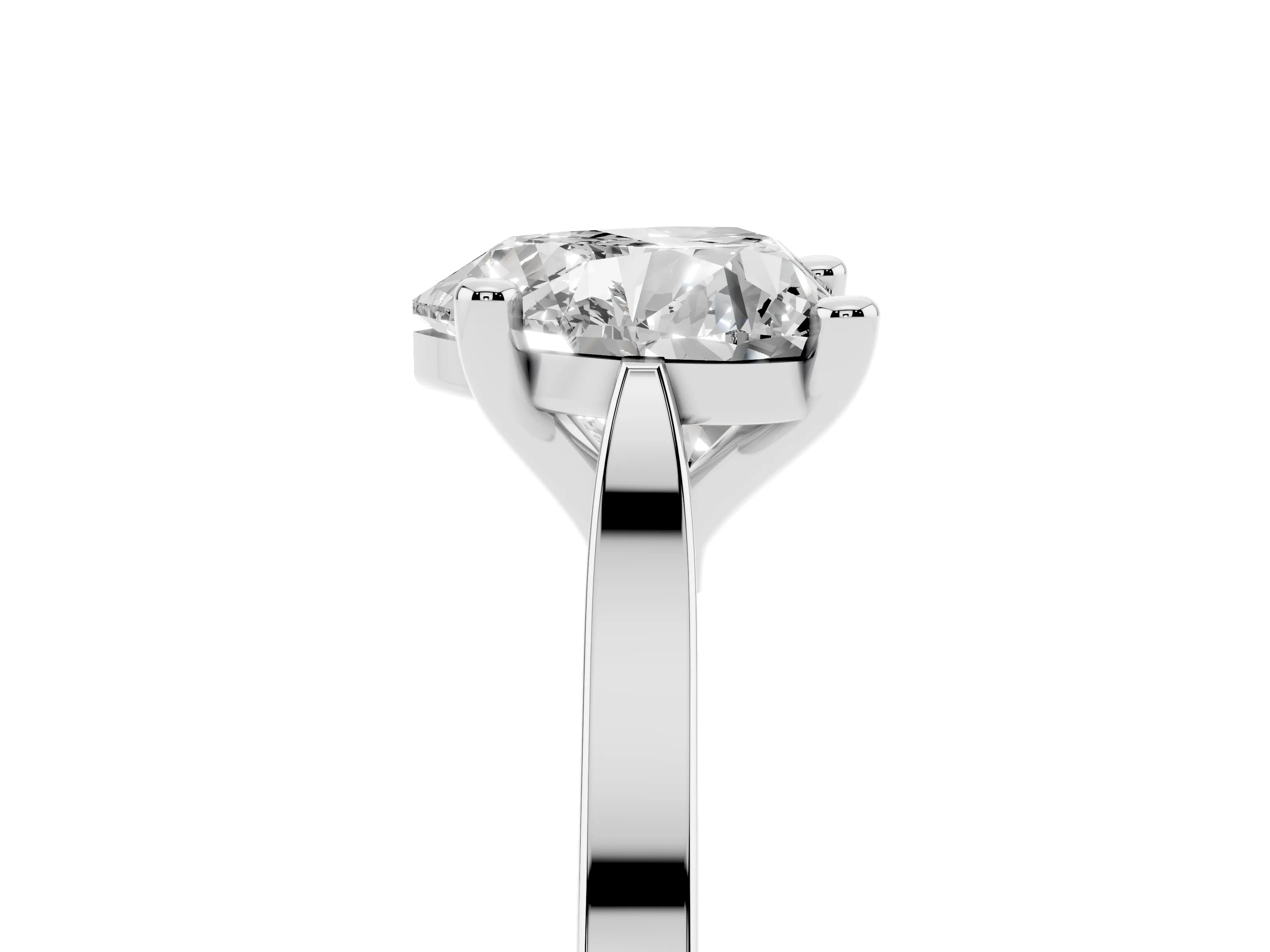 Heart Cut Diamond Solitaire Ring Set in White gold with Prong Setting and Tapered Band