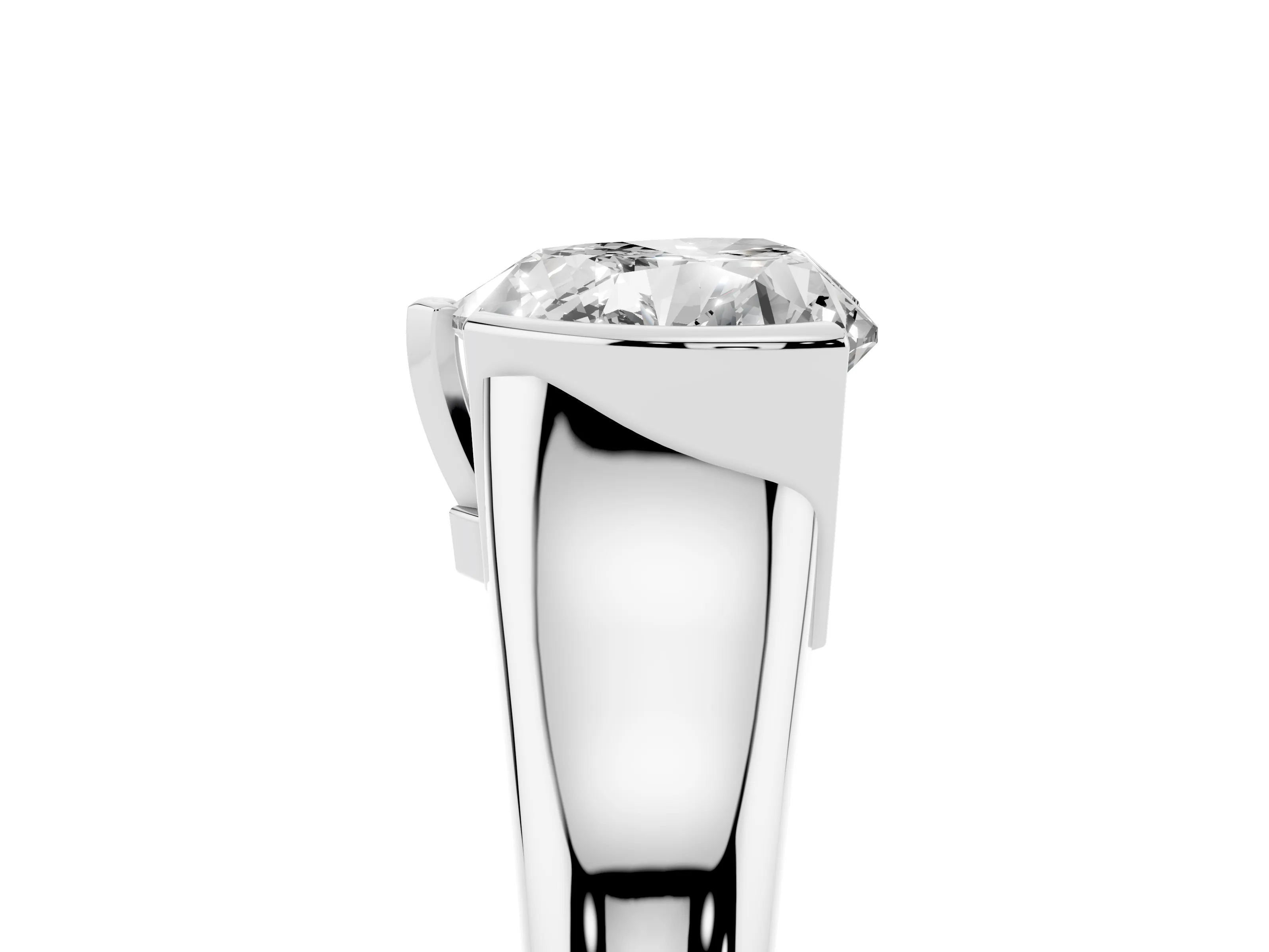 Heart Cut Diamond Solitaire Tension Set Ring Set in Platinum with Split Shank Band