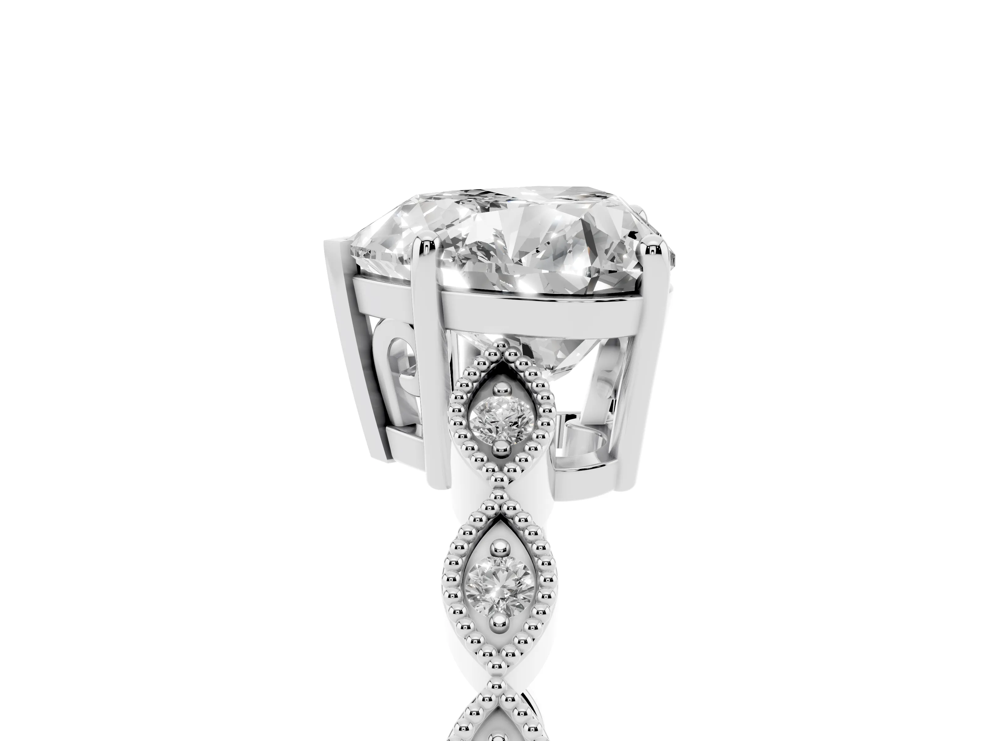 Heart Cut Diamond Solitaire Ring Set in Platinum with Infinity Twist Pavé Band