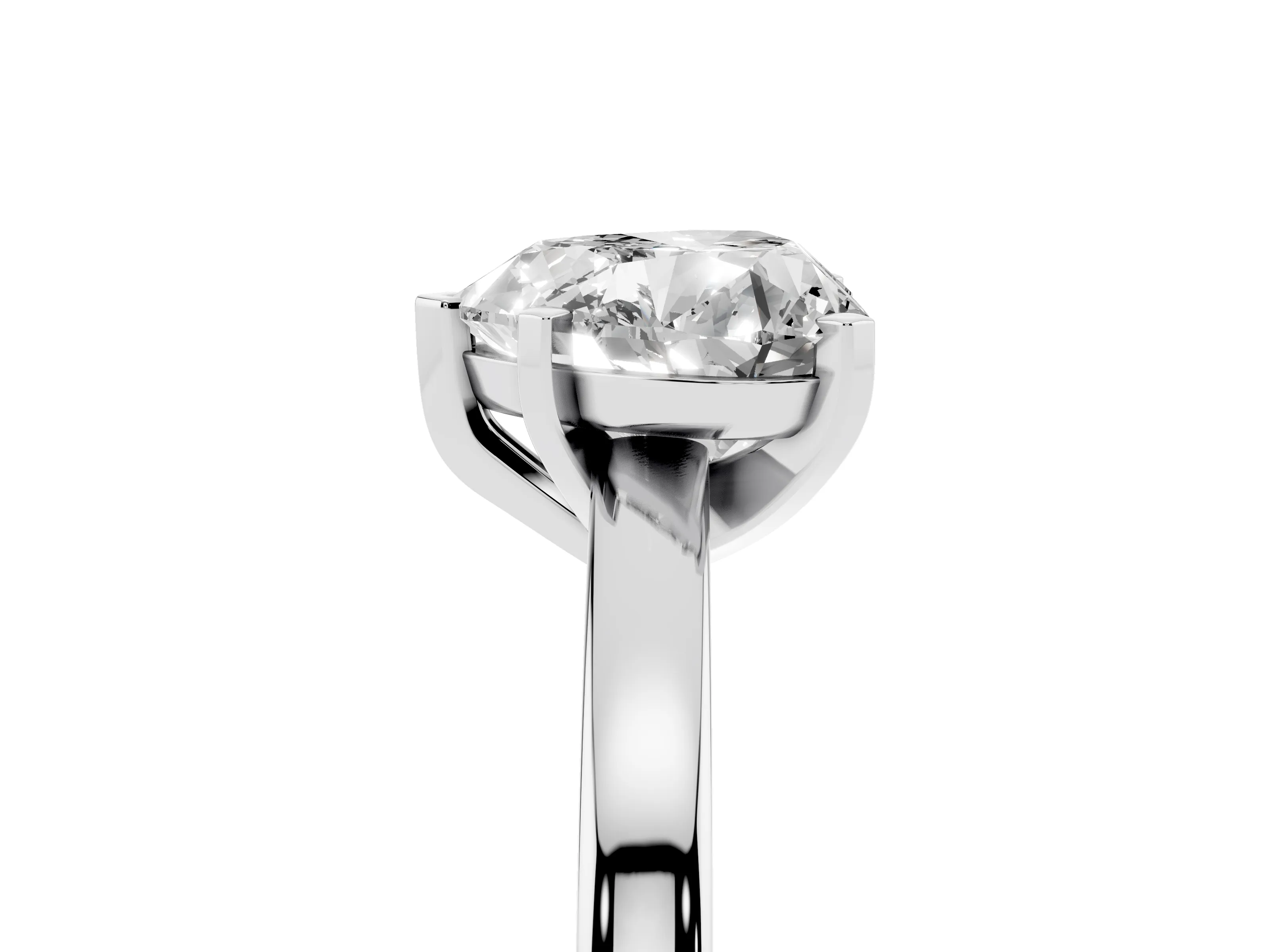 Heart Cut Diamond Solitaire Engagement Ring Set in Platinum with Prong Setting on a Classic Band
