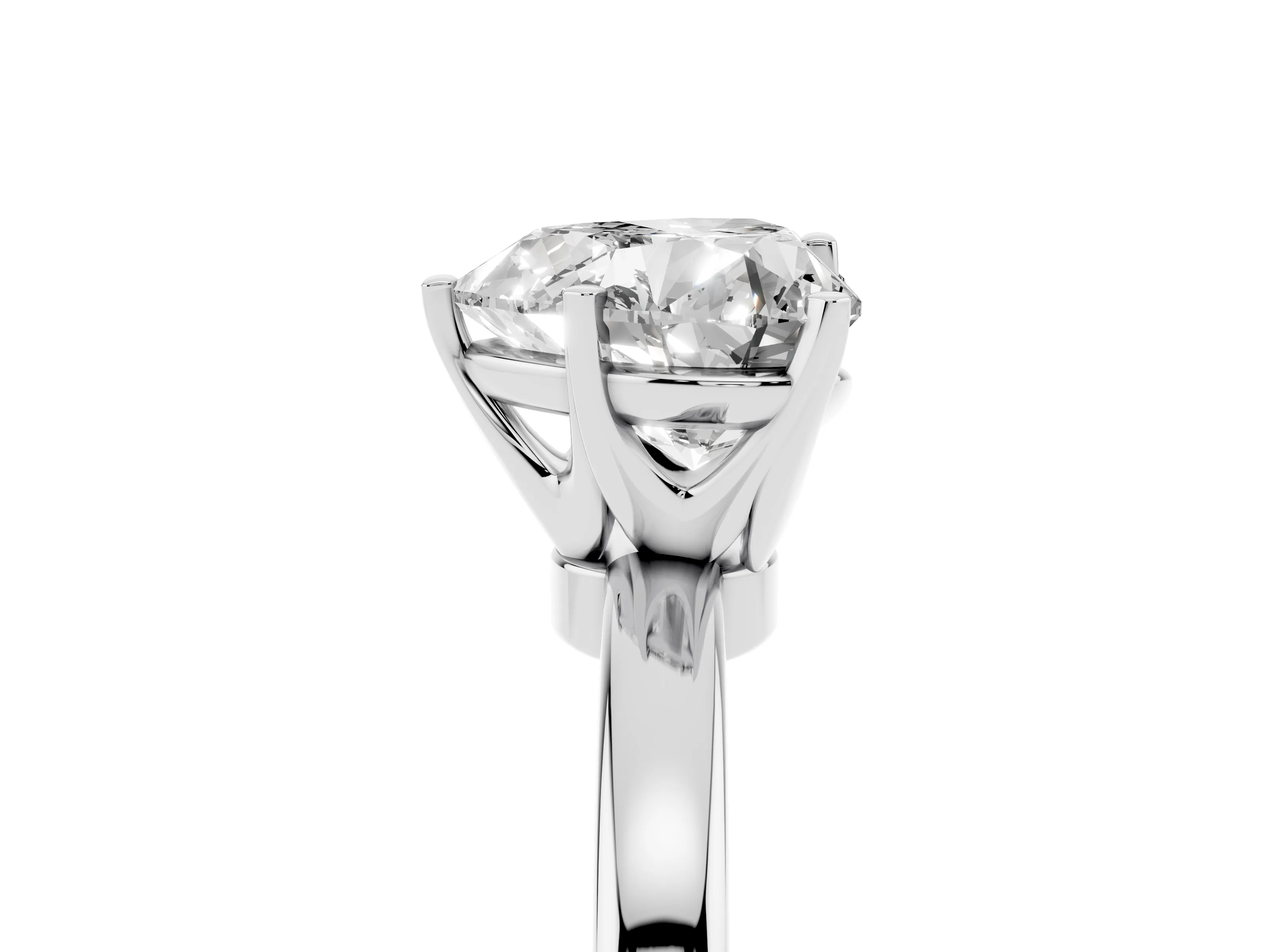 Heart Cut Diamond Solitaire Ring Set in White gold with Raised Prong Setting on a Classic Band
