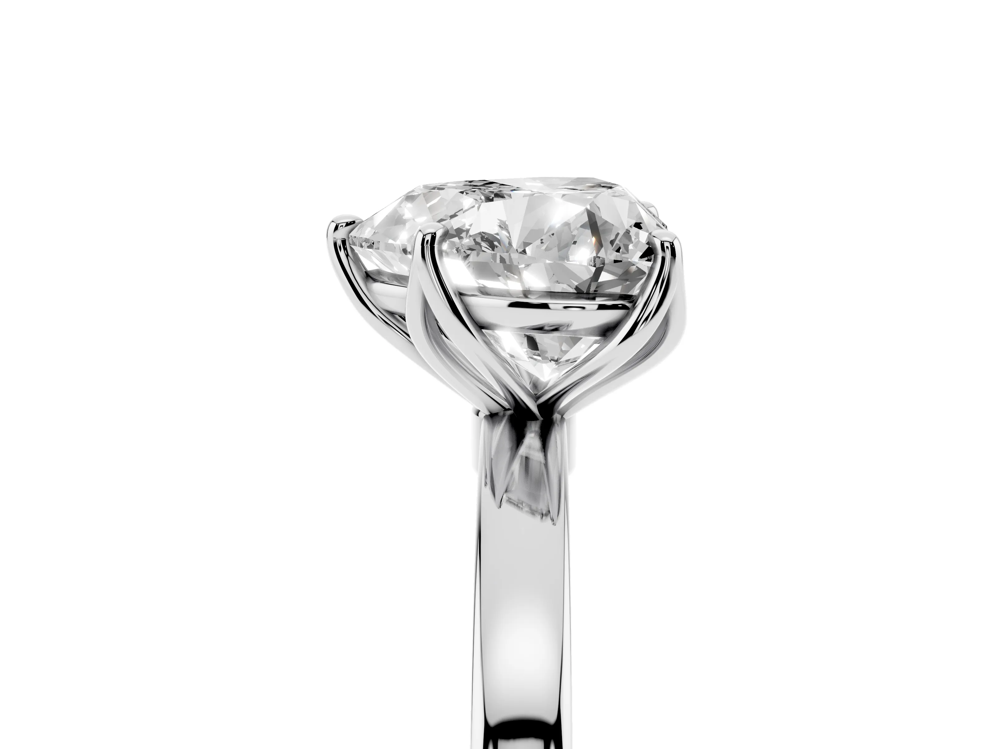 Heart Cut Diamond Solitaire Ring Set in White gold with Prong Setting and Thin Polished Band