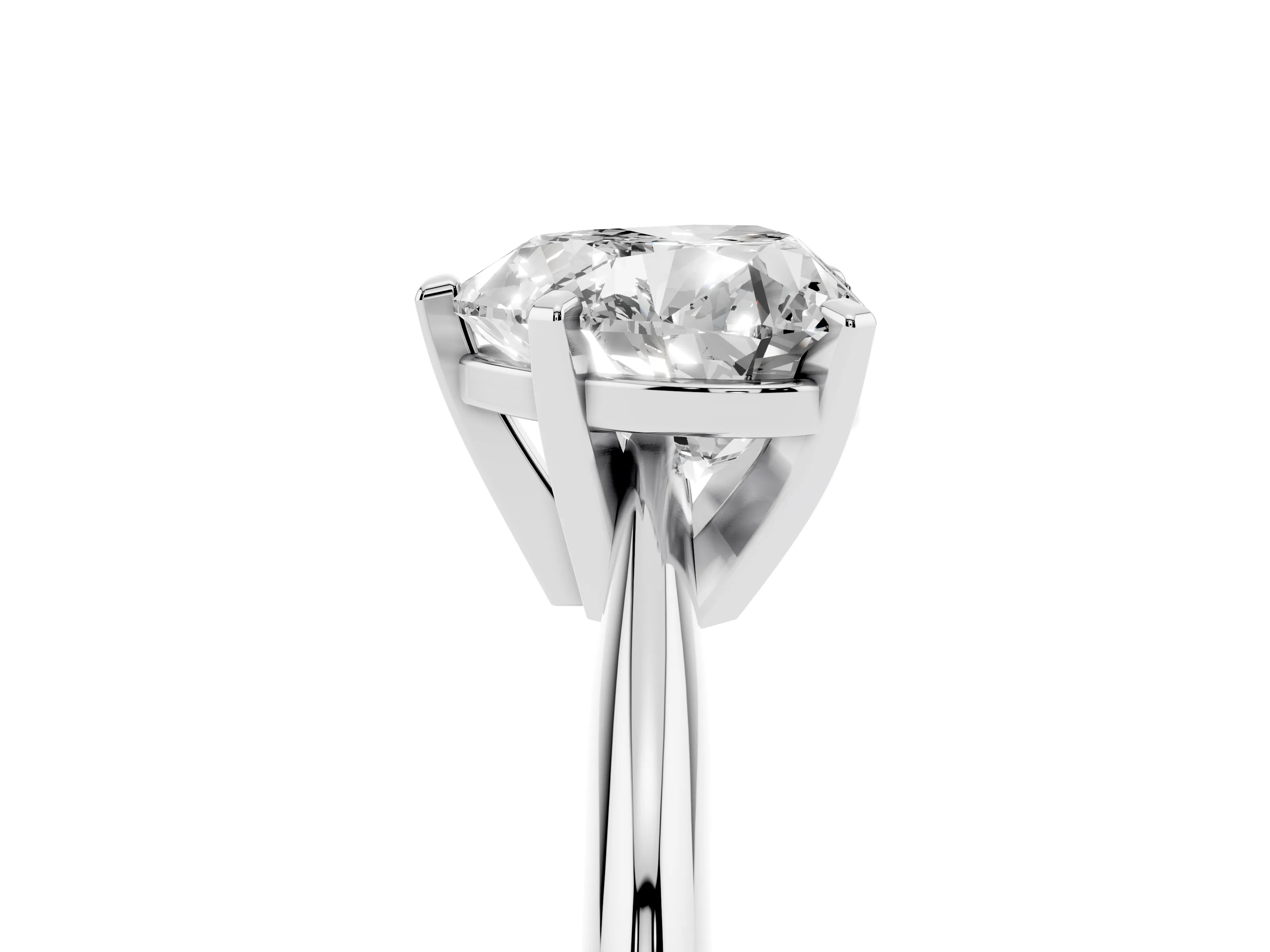 Heart Cut Diamond Solitaire Ring Set in Silver with Prong Setting on a Plain Round Band