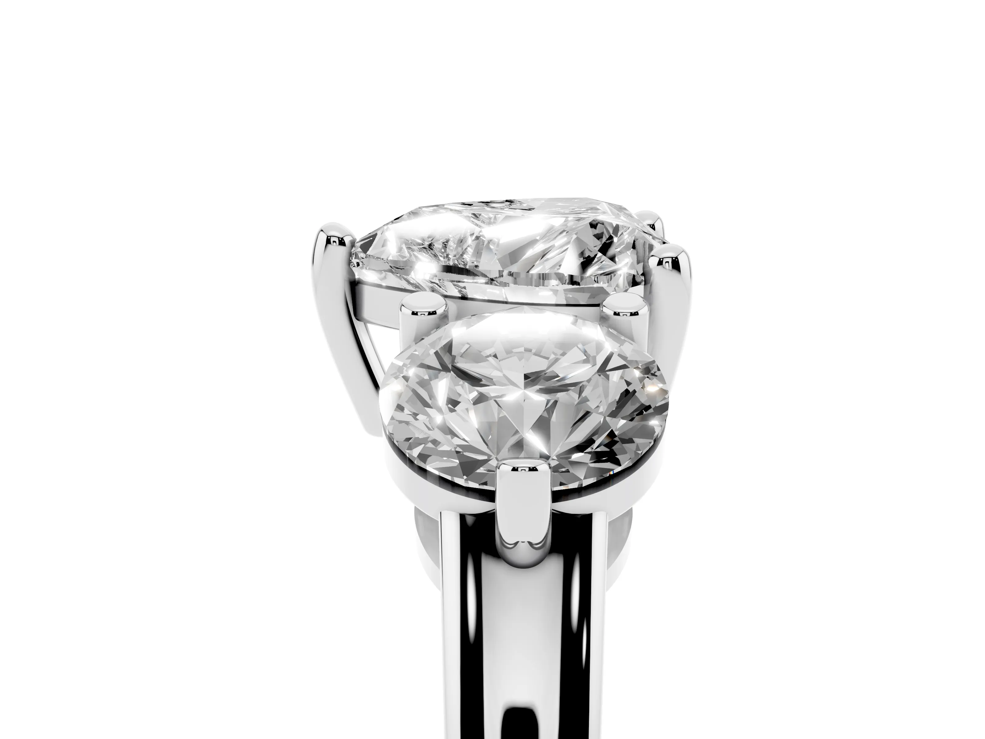 Heart Cut Diamond Three-Stone Ring Set in Silver with Prong Setting and Classic Band