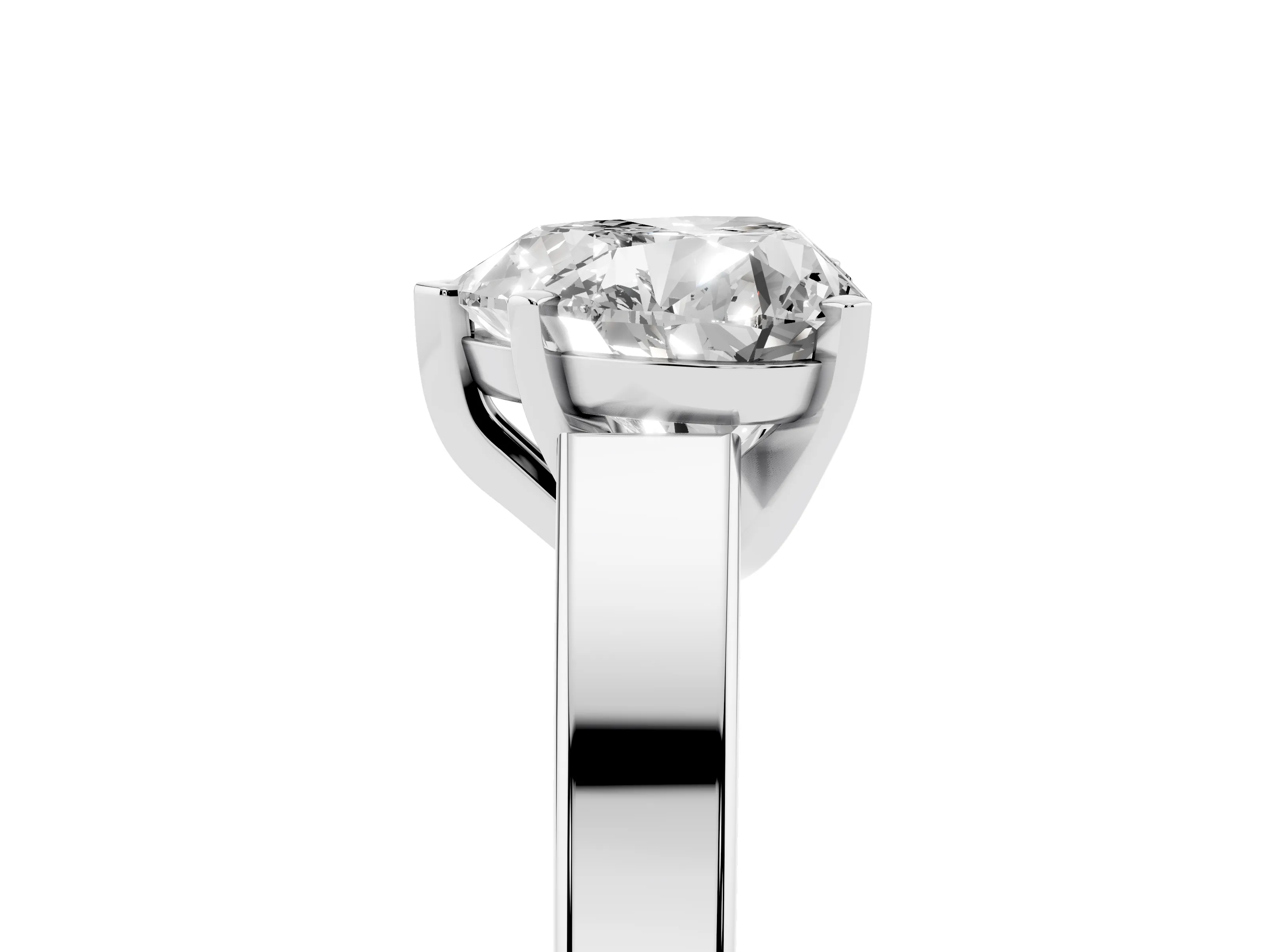 Heart Cut Diamond Solitaire Engagement Ring Set in White gold with Prong Setting and Tapered Band