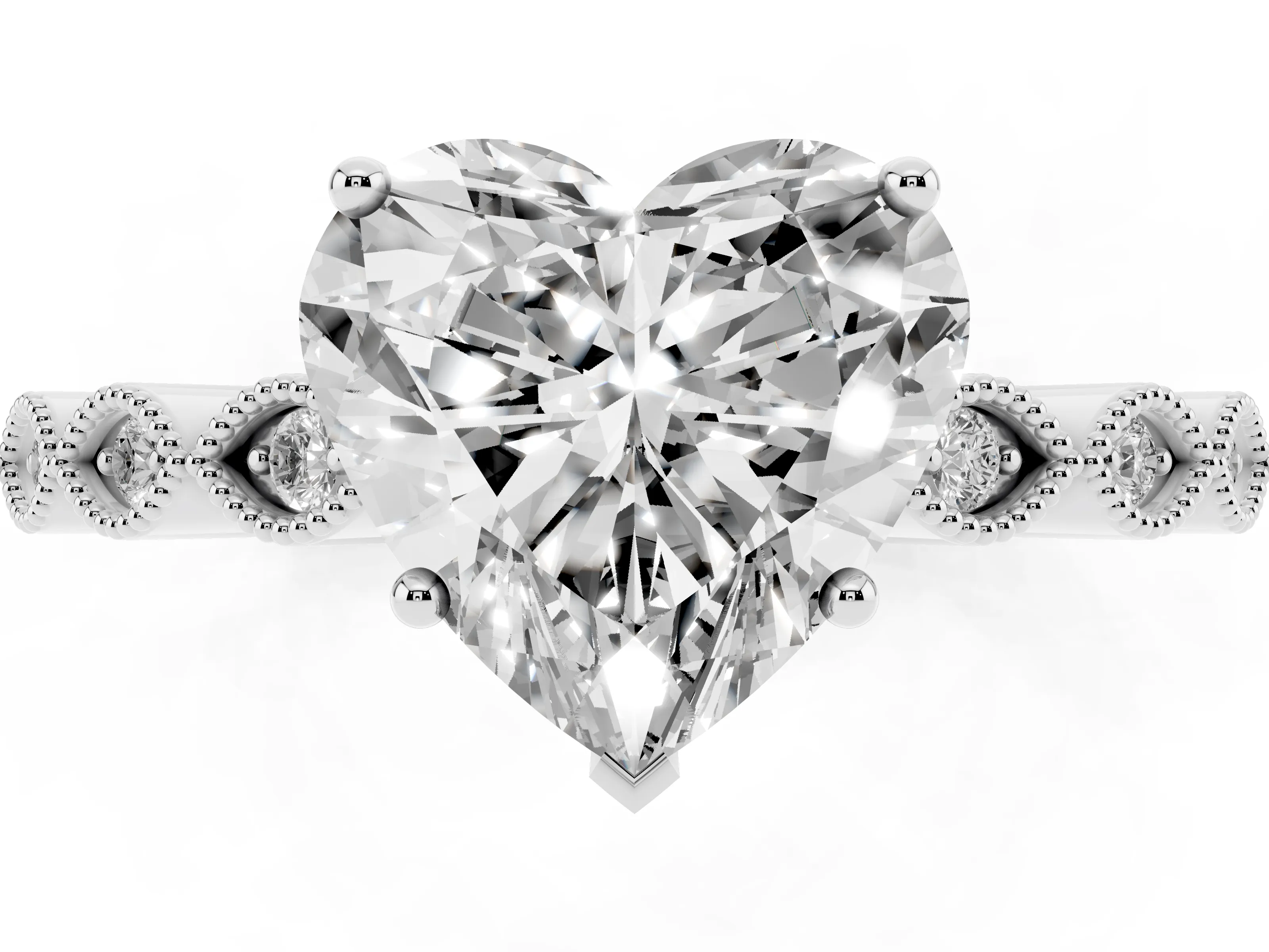 Heart Cut Diamond Solitaire Ring Set in Platinum with Infinity Twist Pavé Band