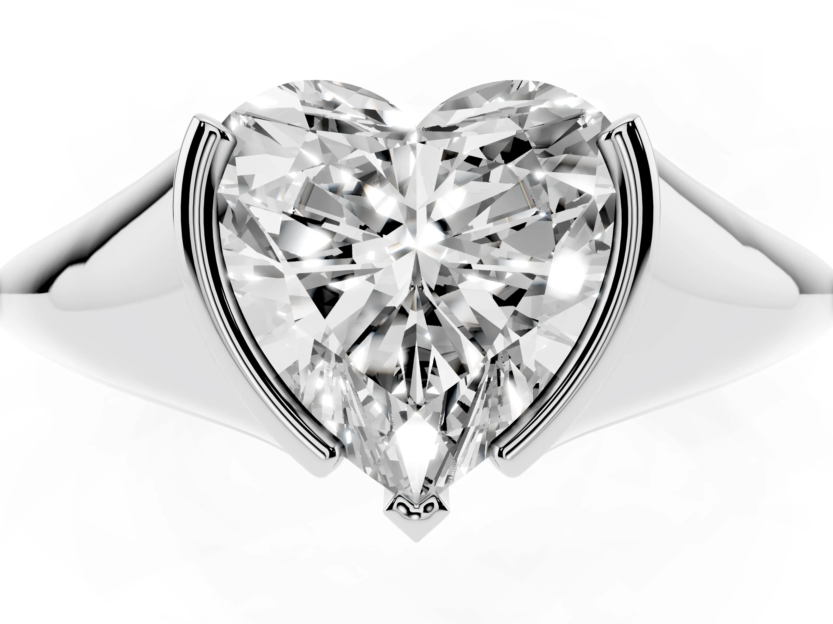 Heart Cut Diamond Solitaire Tension Set Ring Set in Platinum