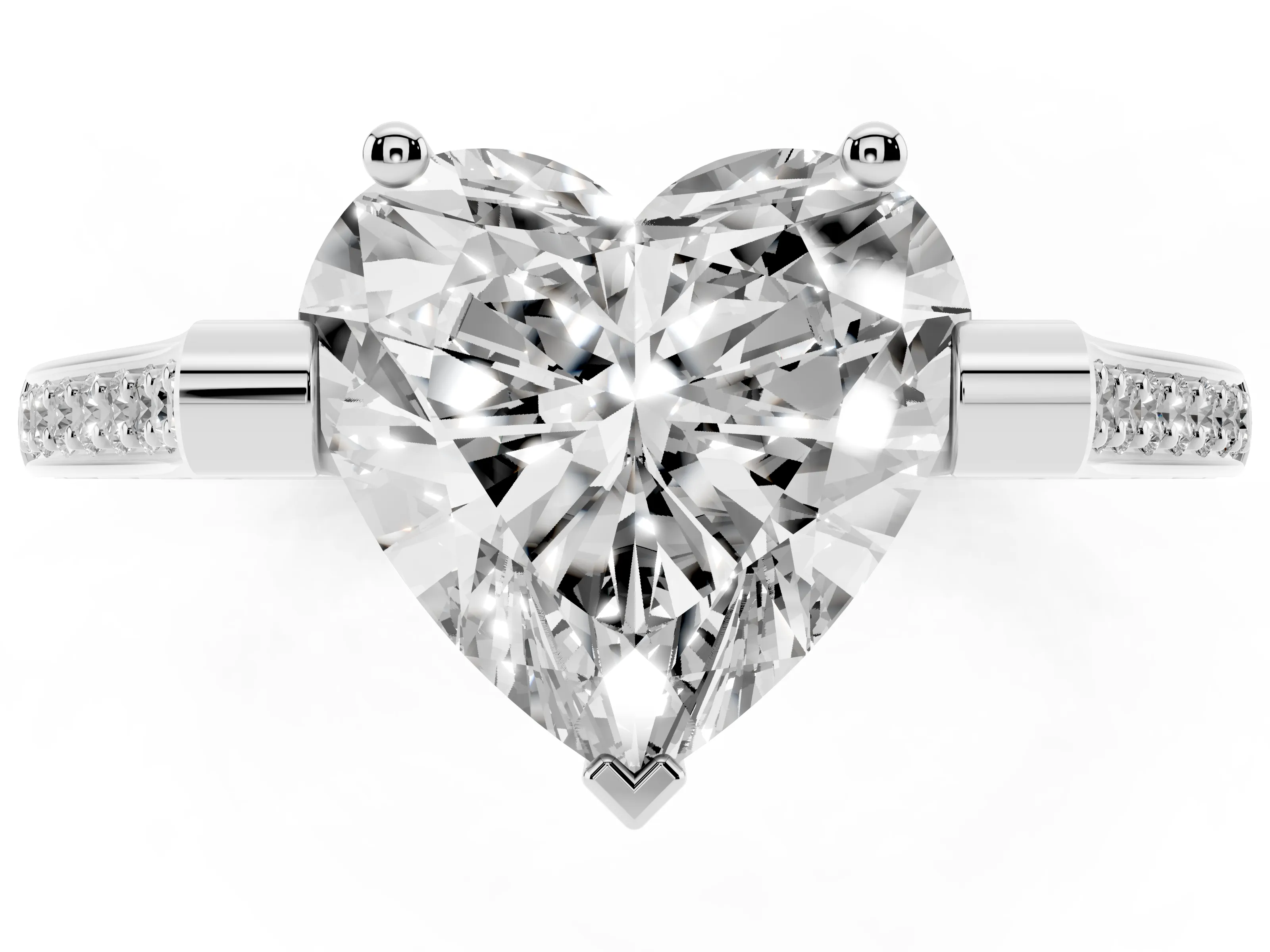 Heart Cut Diamond Solitaire Ring Set in White gold with Channel Set Band and Bezel Prong Setting