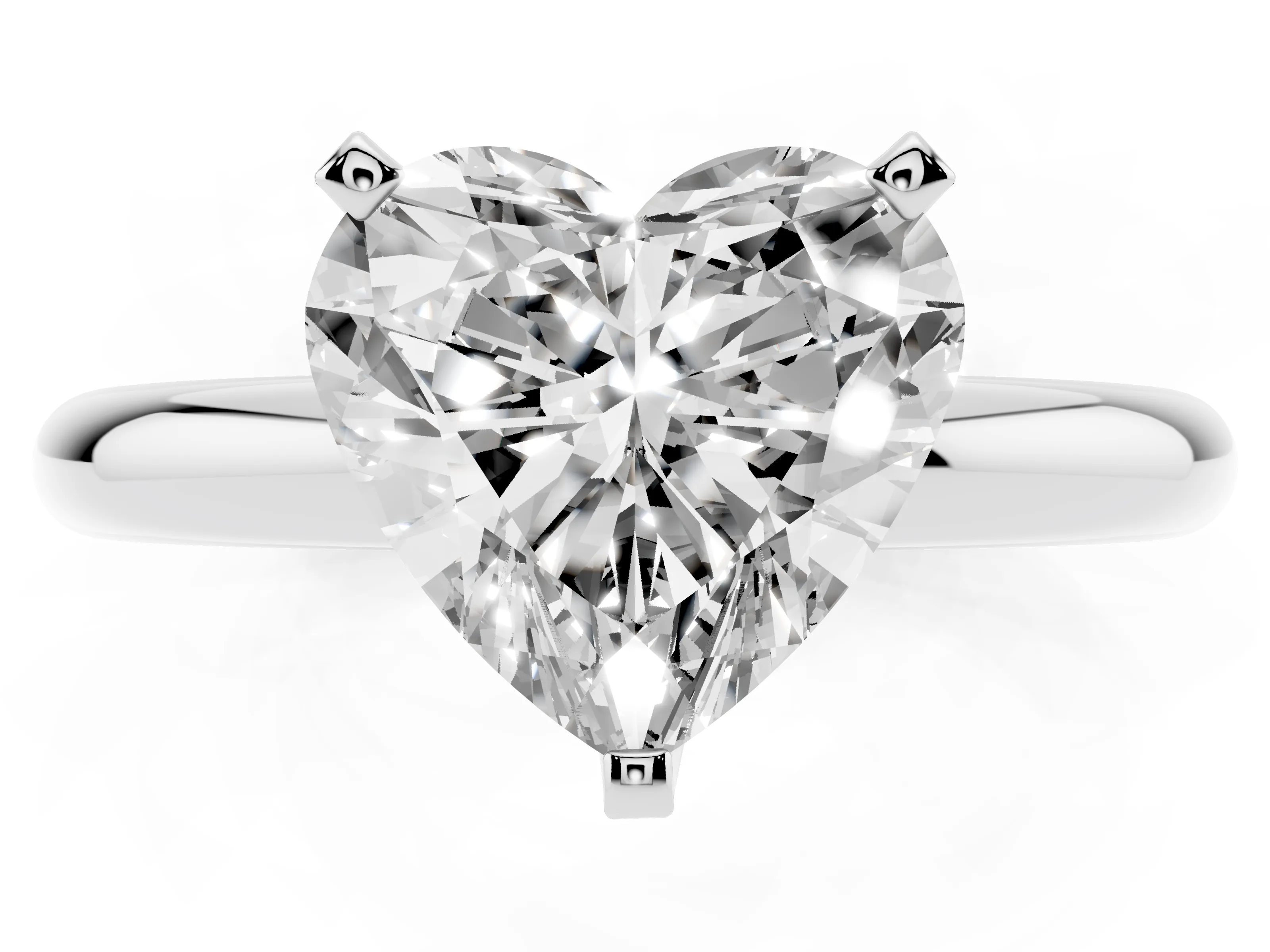 Heart Cut Diamond Solitaire Engagement Ring Set in White gold with Round Band and Prong Setting