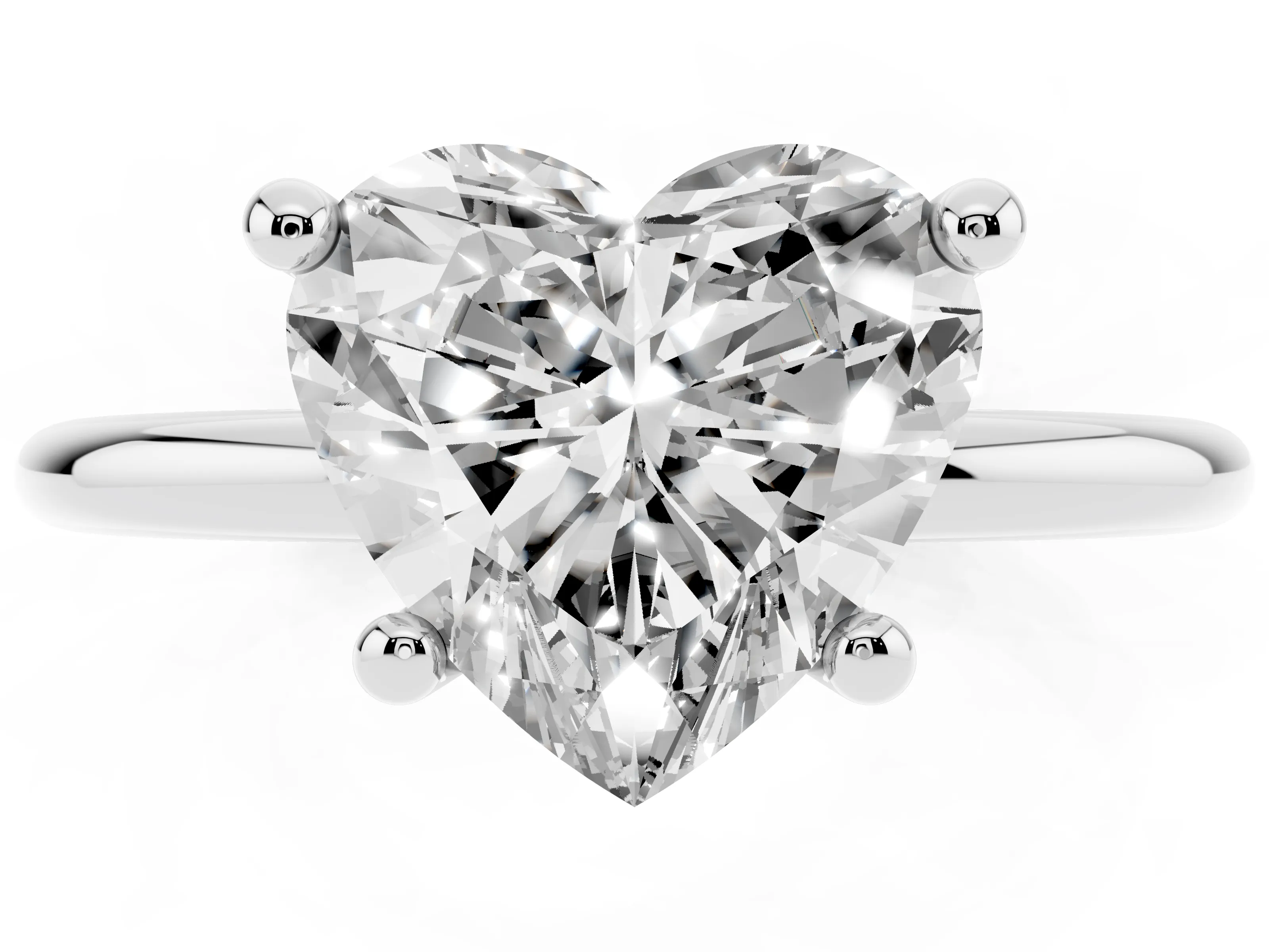 Heart Cut Diamond Solitaire Ring Set in White gold with Secure Prong Setting on a Classic Band