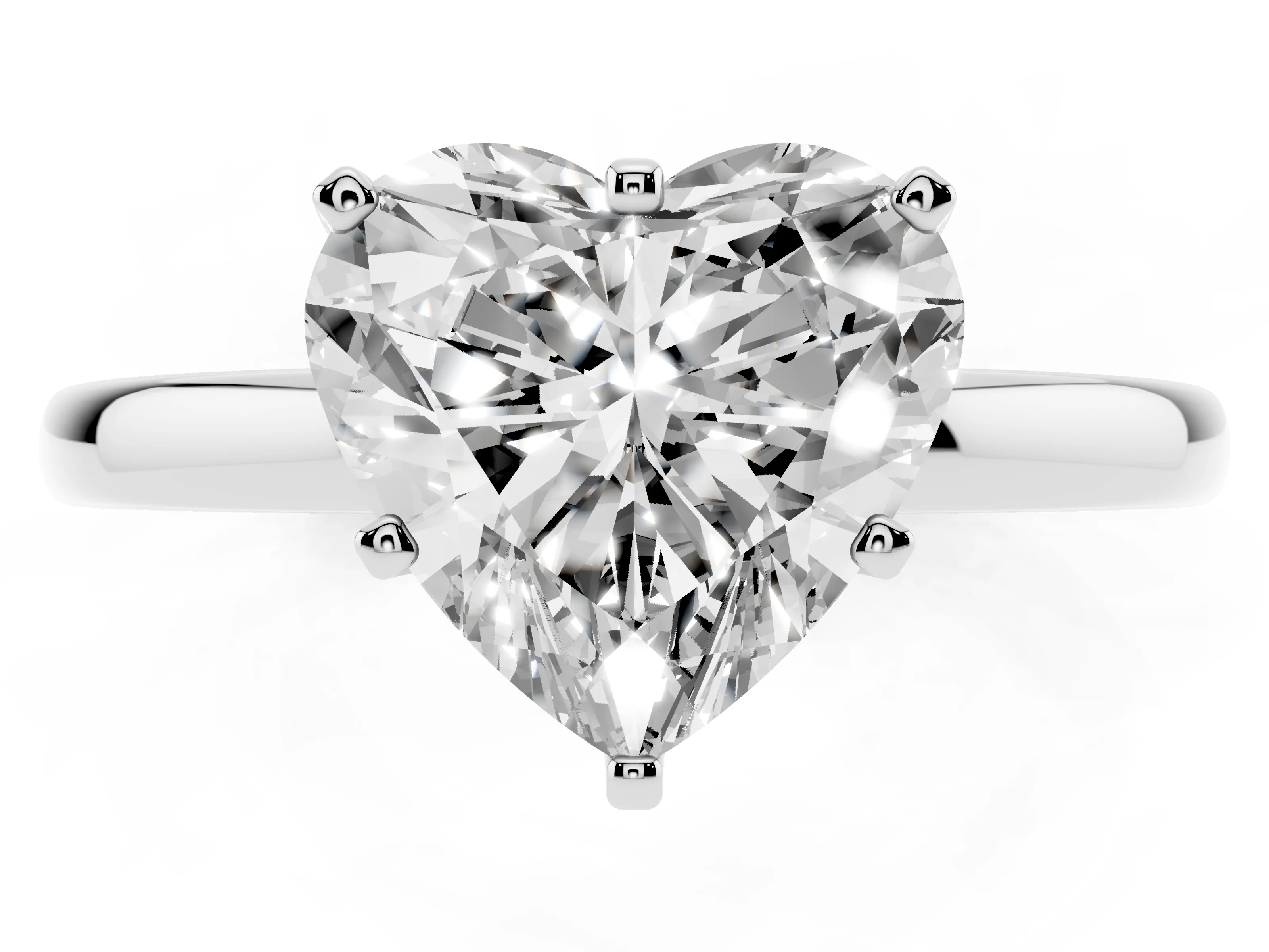Heart Cut Diamond Solitaire Ring Set in White gold with Raised Prong Setting on a Classic Band