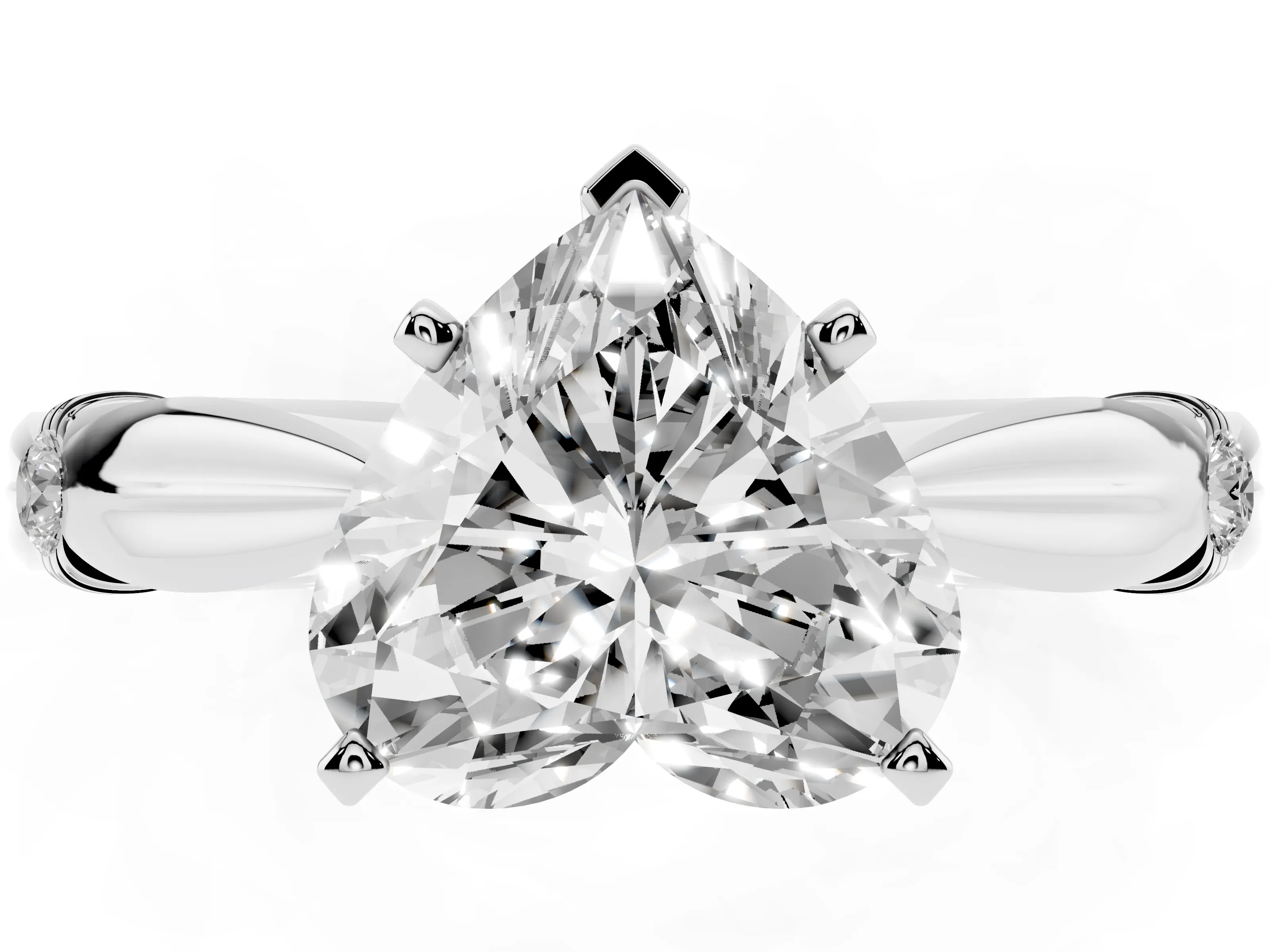 Heart Cut Diamond Solitaire Twisted Band Ring Set in Silver with Accent Stones and Prong Setting