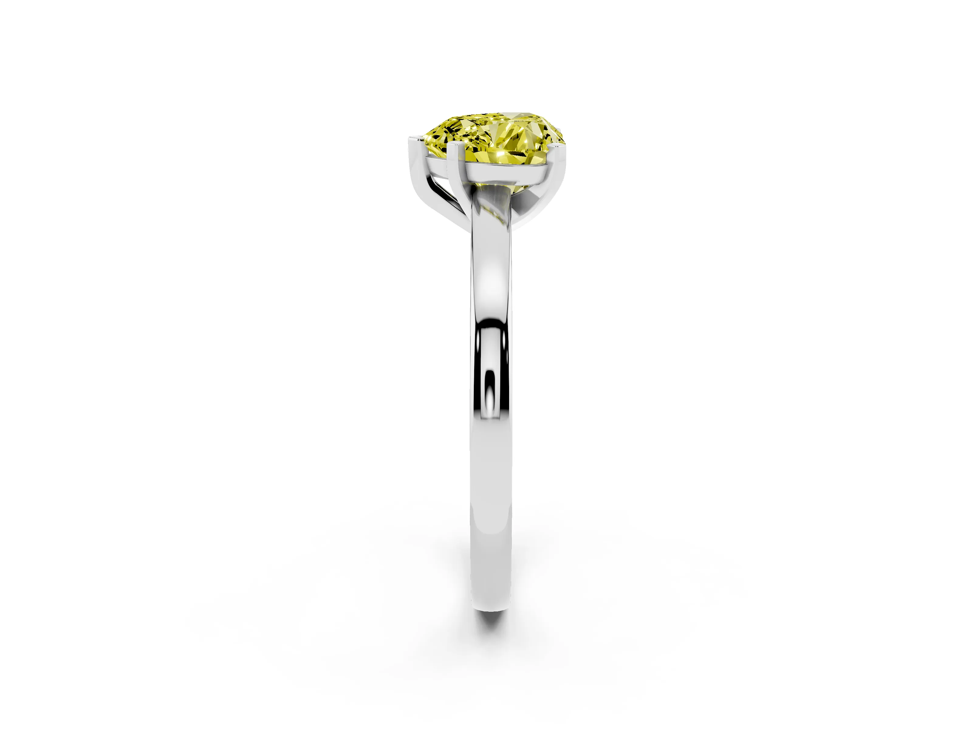 Fancy Yellow Heart Cut Diamond Solitaire Engagement Ring Set in Silver with Prong Setting on a Classic Band