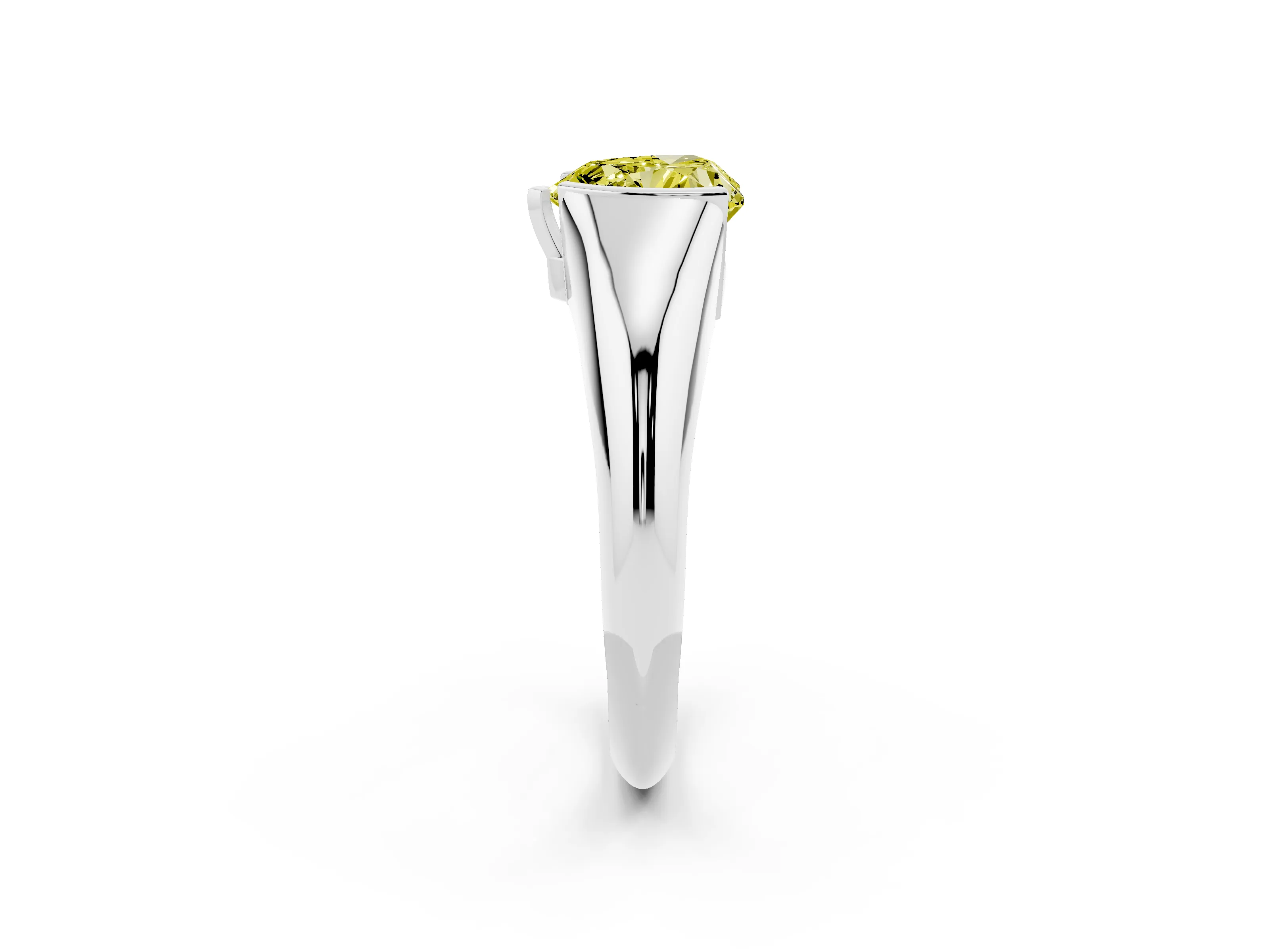 Fancy Yellow Heart Cut Diamond Solitaire Tension Set Ring Set in Silver