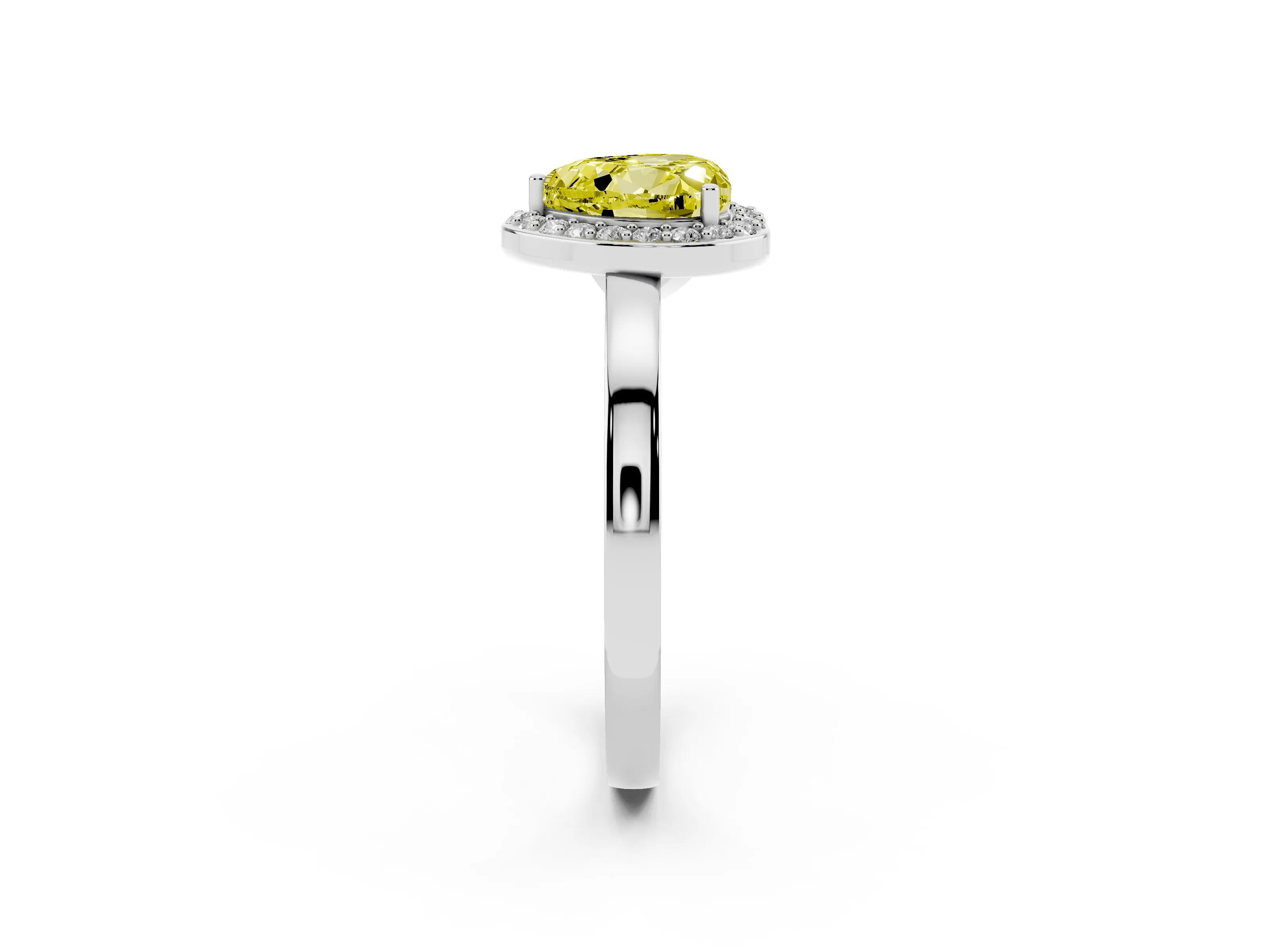 Fancy Yellow Heart Cut Diamond Halo Ring Set in Silver with Solitaire Band and Prong Setting