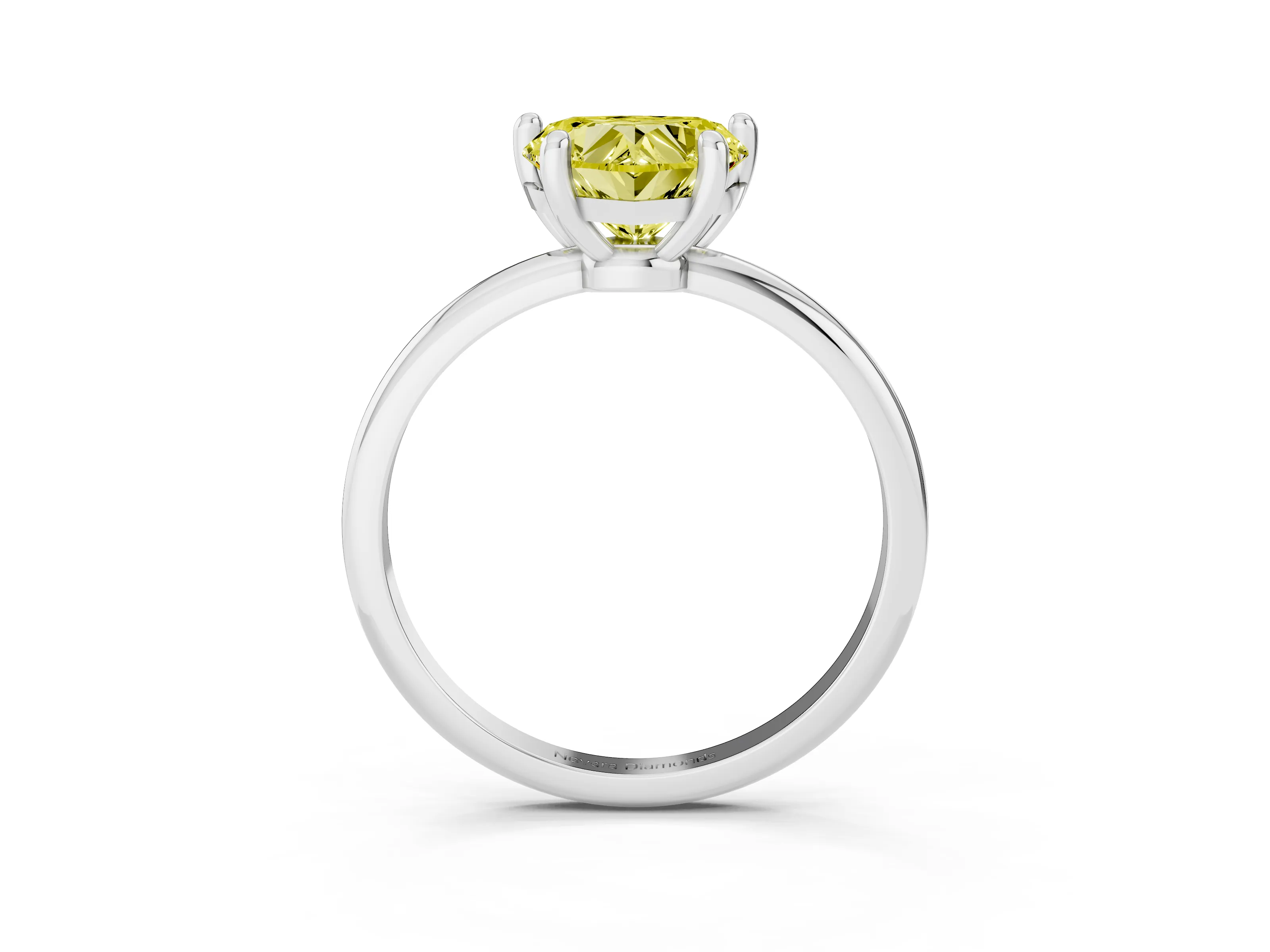 Fancy Yellow Heart Cut Diamond Solitaire Ring Set in Platinum with Secure Prong Setting on a Classic Band