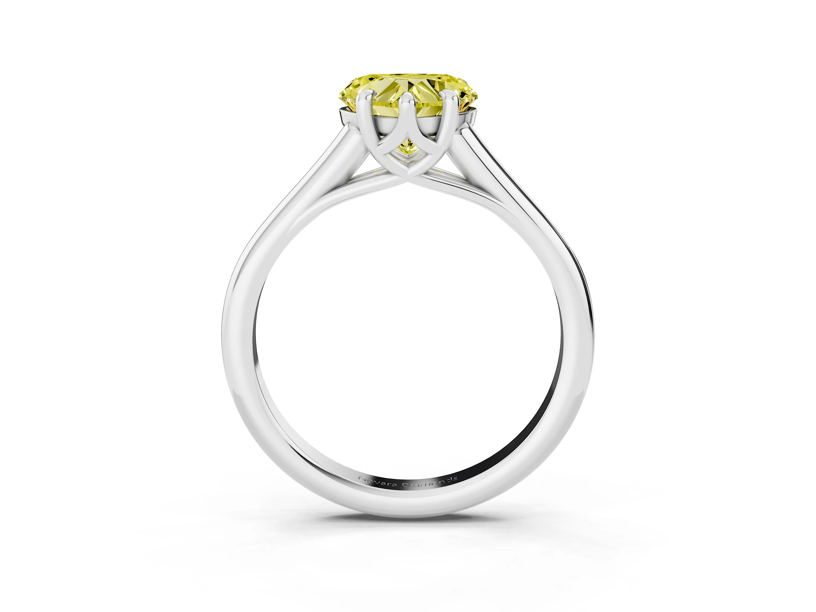 Fancy Yellow Heart Cut Diamond Solitaire Engagement Ring Set in Platinum with Prong Setting and Plain Classic Band