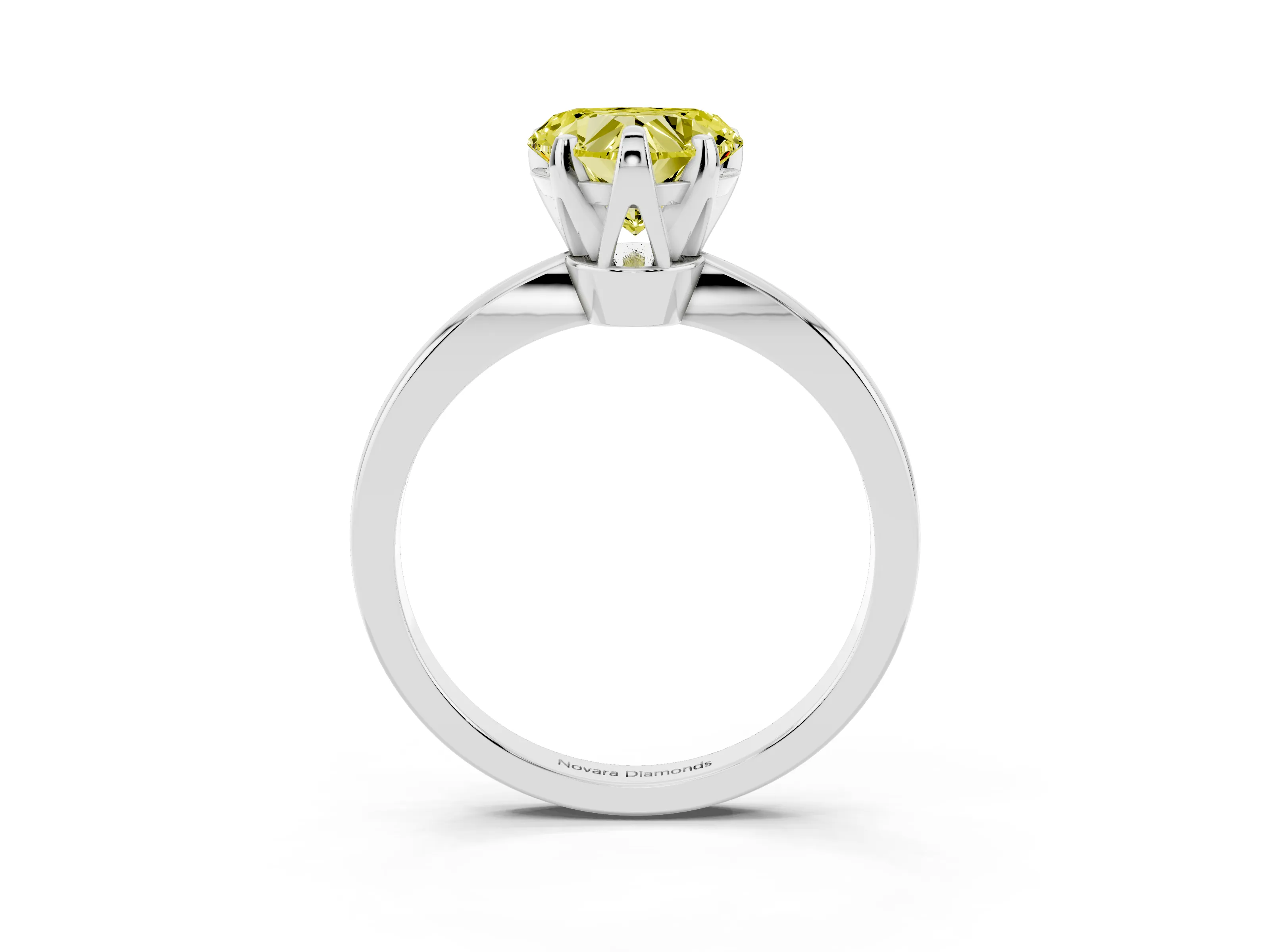 Fancy Yellow Heart Cut Diamond Solitaire Engagement Ring Set in White gold with Slim Tapered Solitaire Band