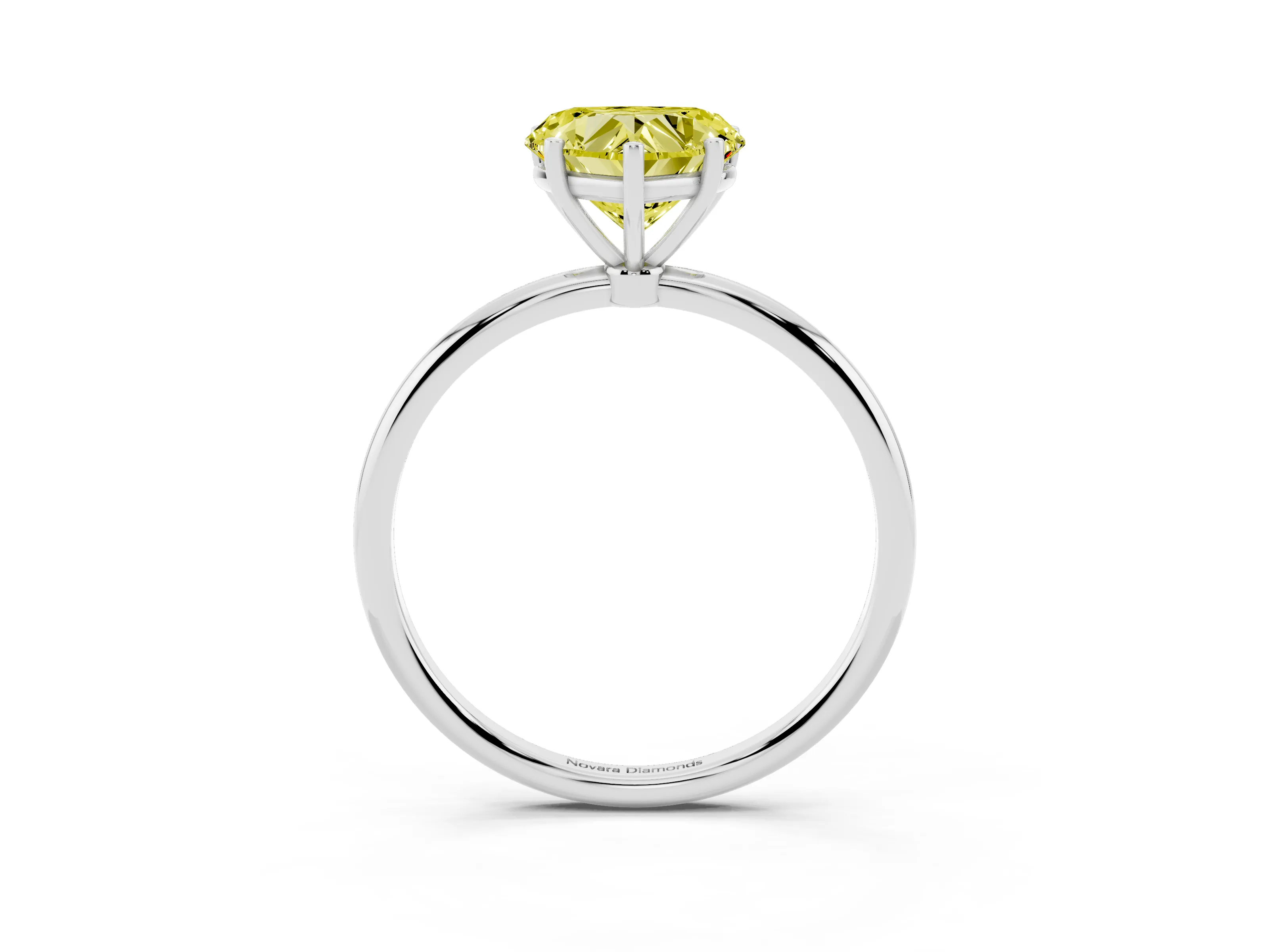 Fancy Yellow Heart Cut Diamond Solitaire Engagement Ring Set in Platinum with Thin Band and Prong Setting