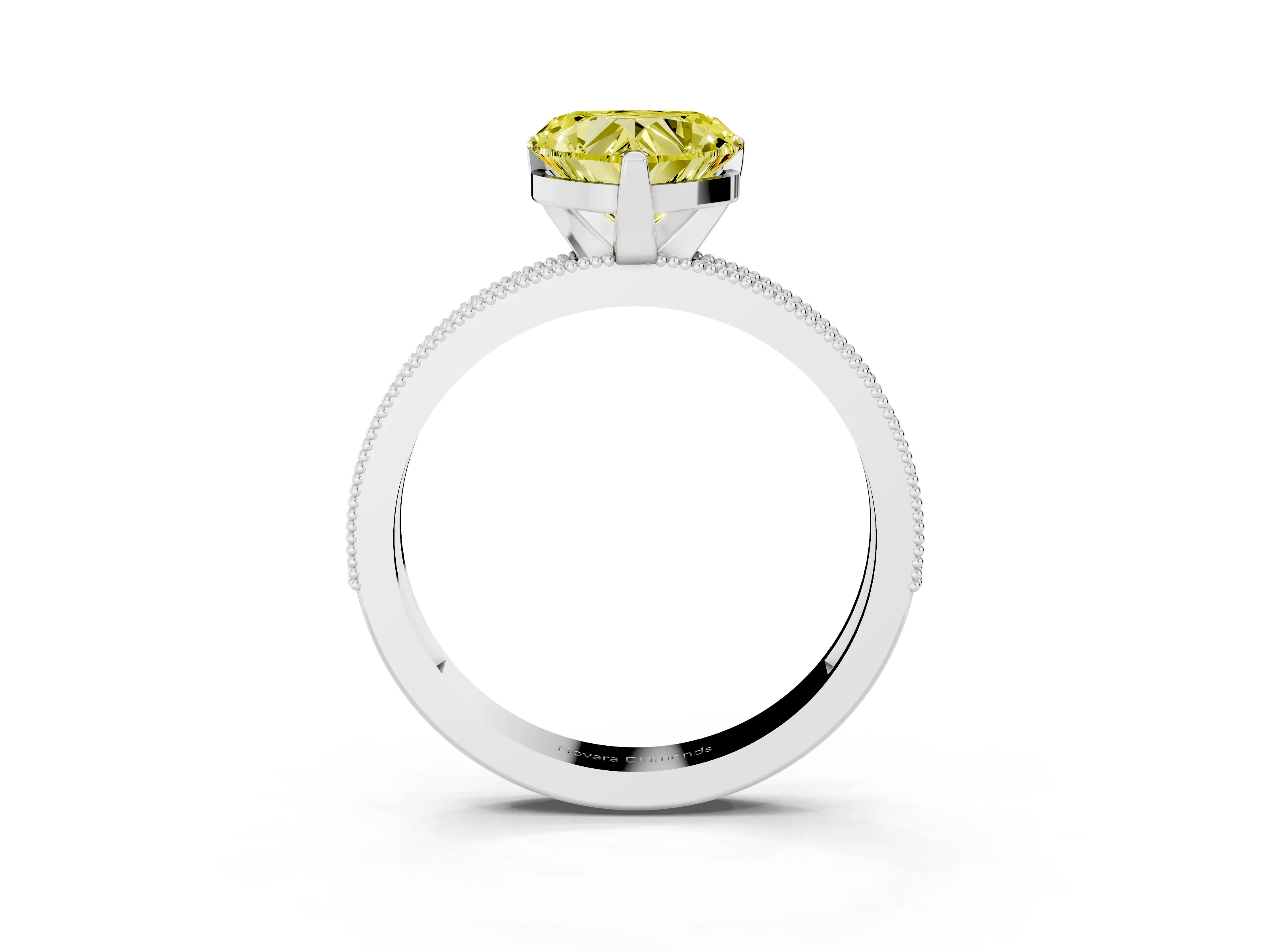 Fancy Yellow Heart Cut Diamond Milgrain Pavé Engagement Ring Set in Silver with Prong Setting