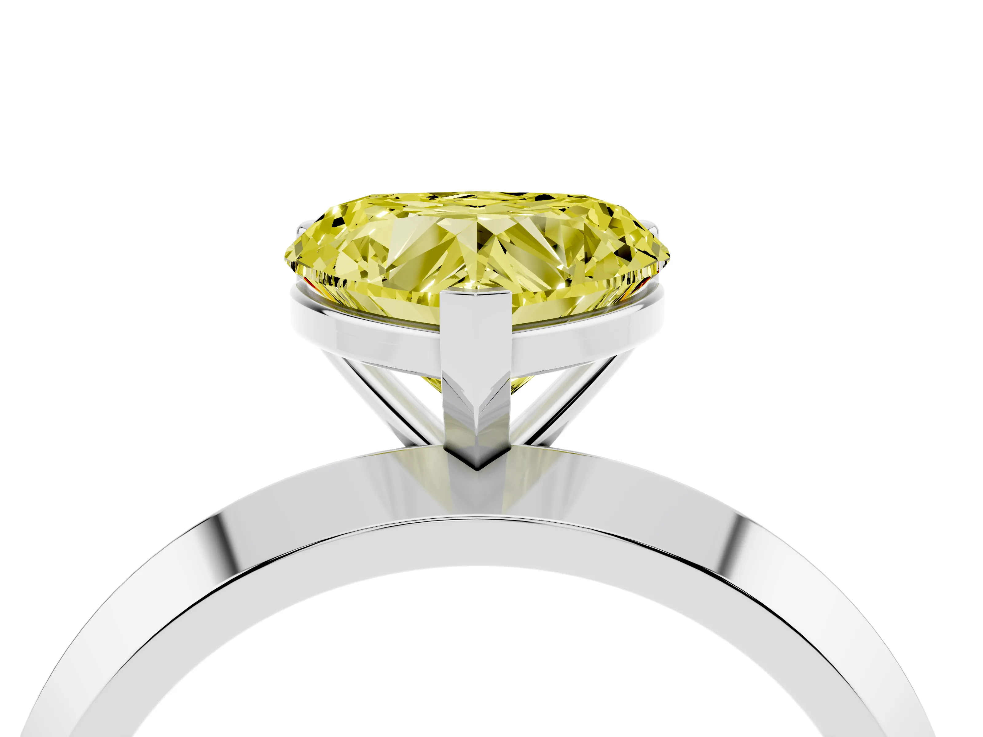 Fancy Yellow Heart Cut Diamond Solitaire Engagement Ring Set in Silver with Flat Band and Prong Setting