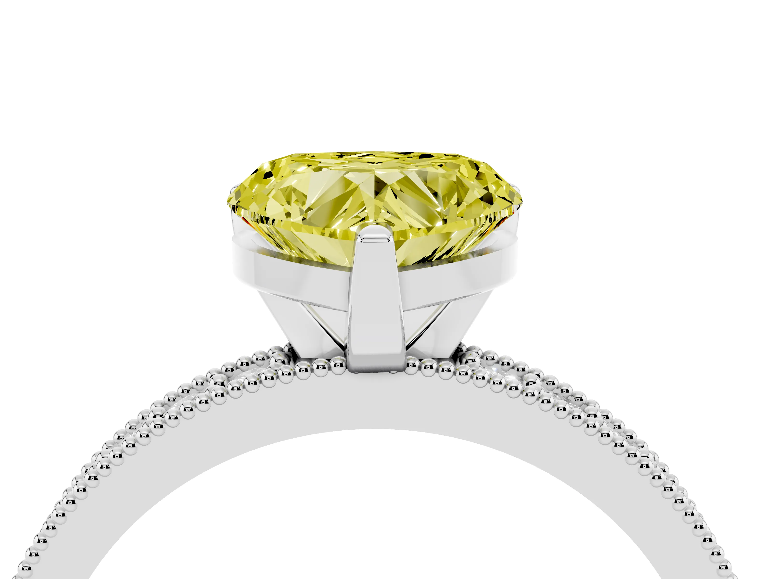 Fancy Yellow Heart Cut Diamond Milgrain Pavé Engagement Ring Set in Silver with Prong Setting
