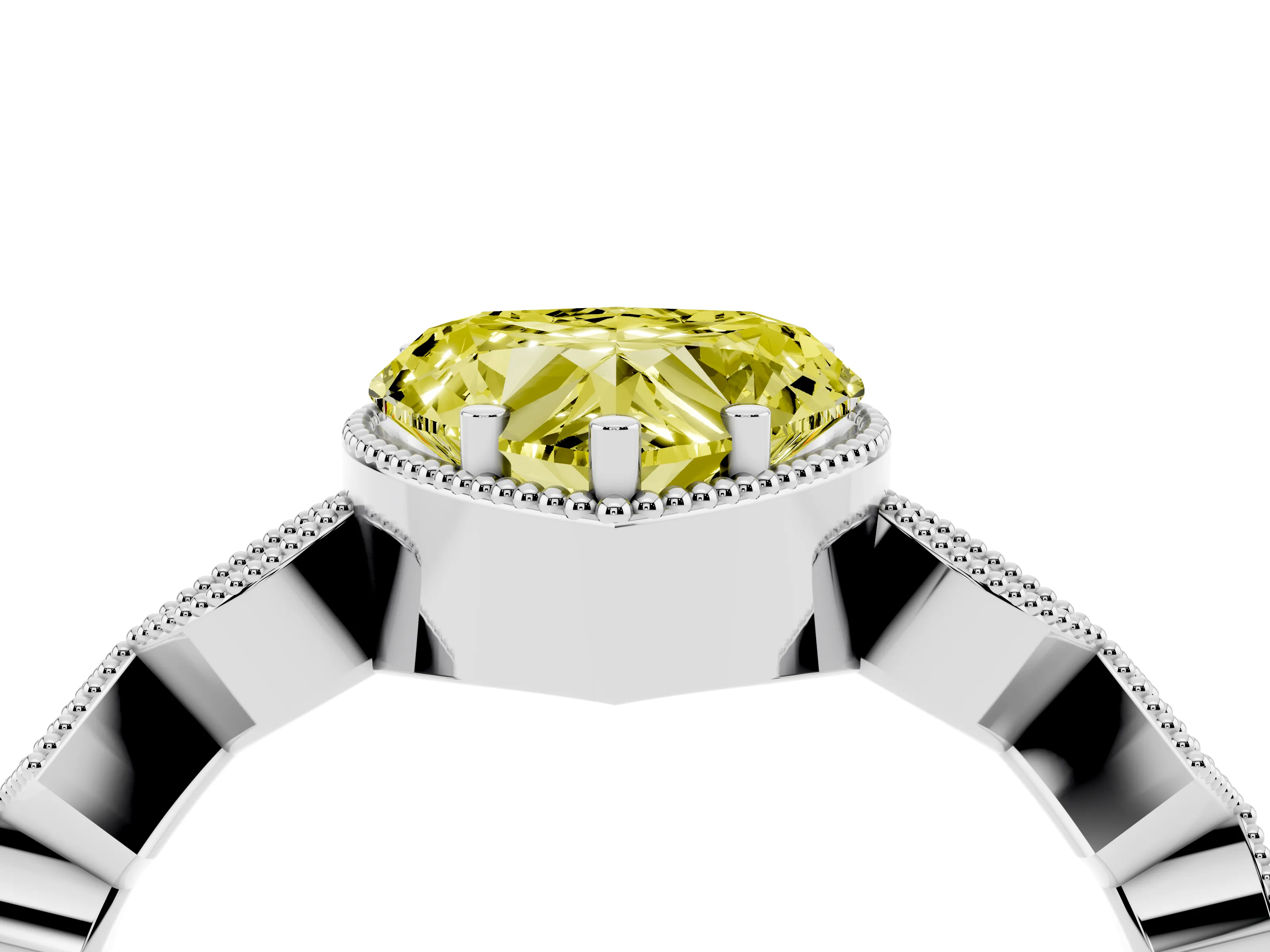 Fancy Yellow Heart Cut Diamond Milgrain Marquise Twist Band Ring Set in Silver with Prong Setting