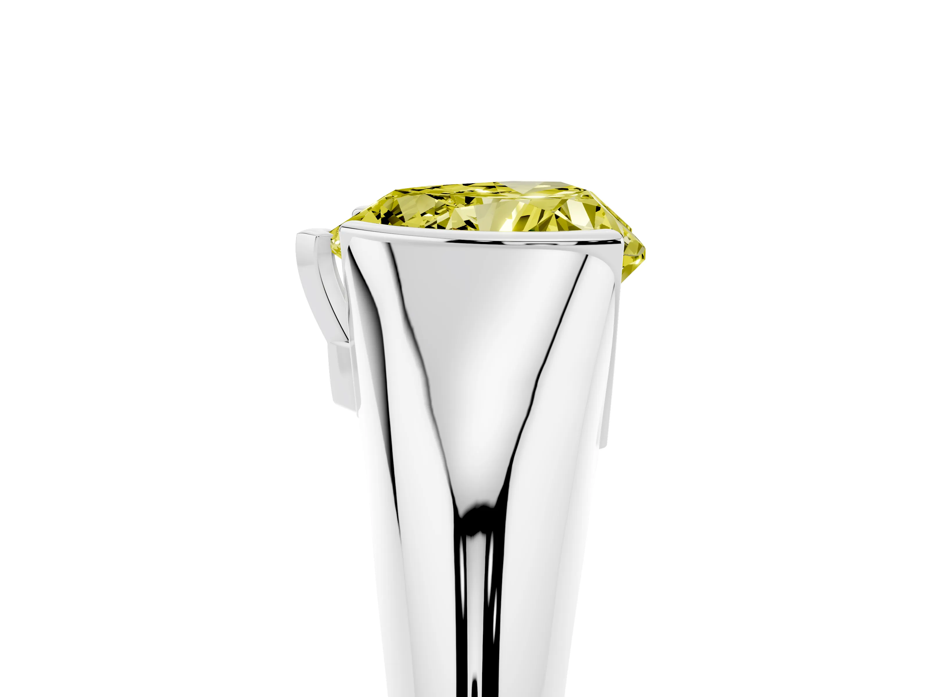 Fancy Yellow Heart Cut Diamond Solitaire Tension Set Ring Set in Silver