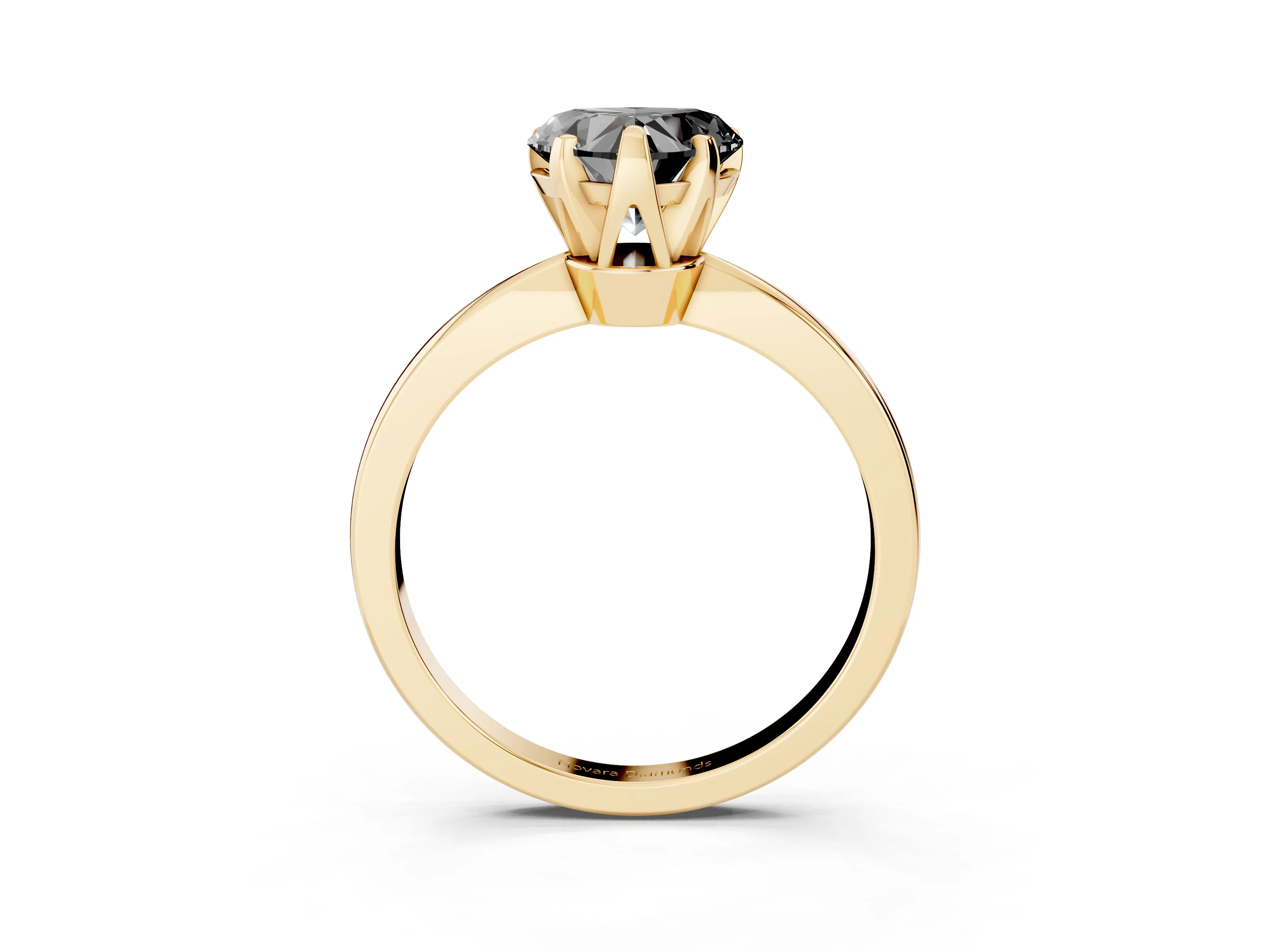 Fancy Black Heart Cut Diamond Solitaire Engagement Ring Set in Yellow gold with Slim Tapered Solitaire Band