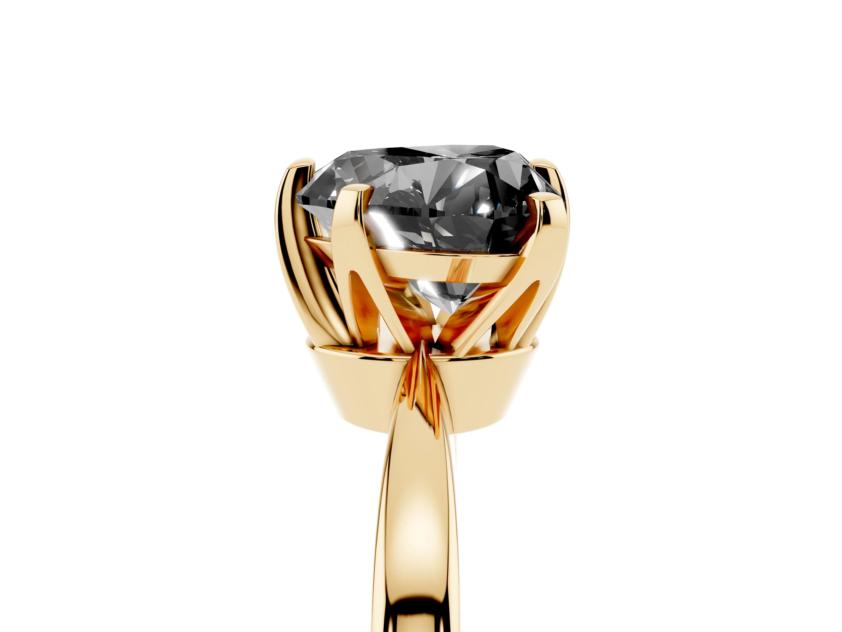 Fancy Black Heart Cut Diamond Solitaire Engagement Ring Set in Yellow gold with Slim Tapered Solitaire Band