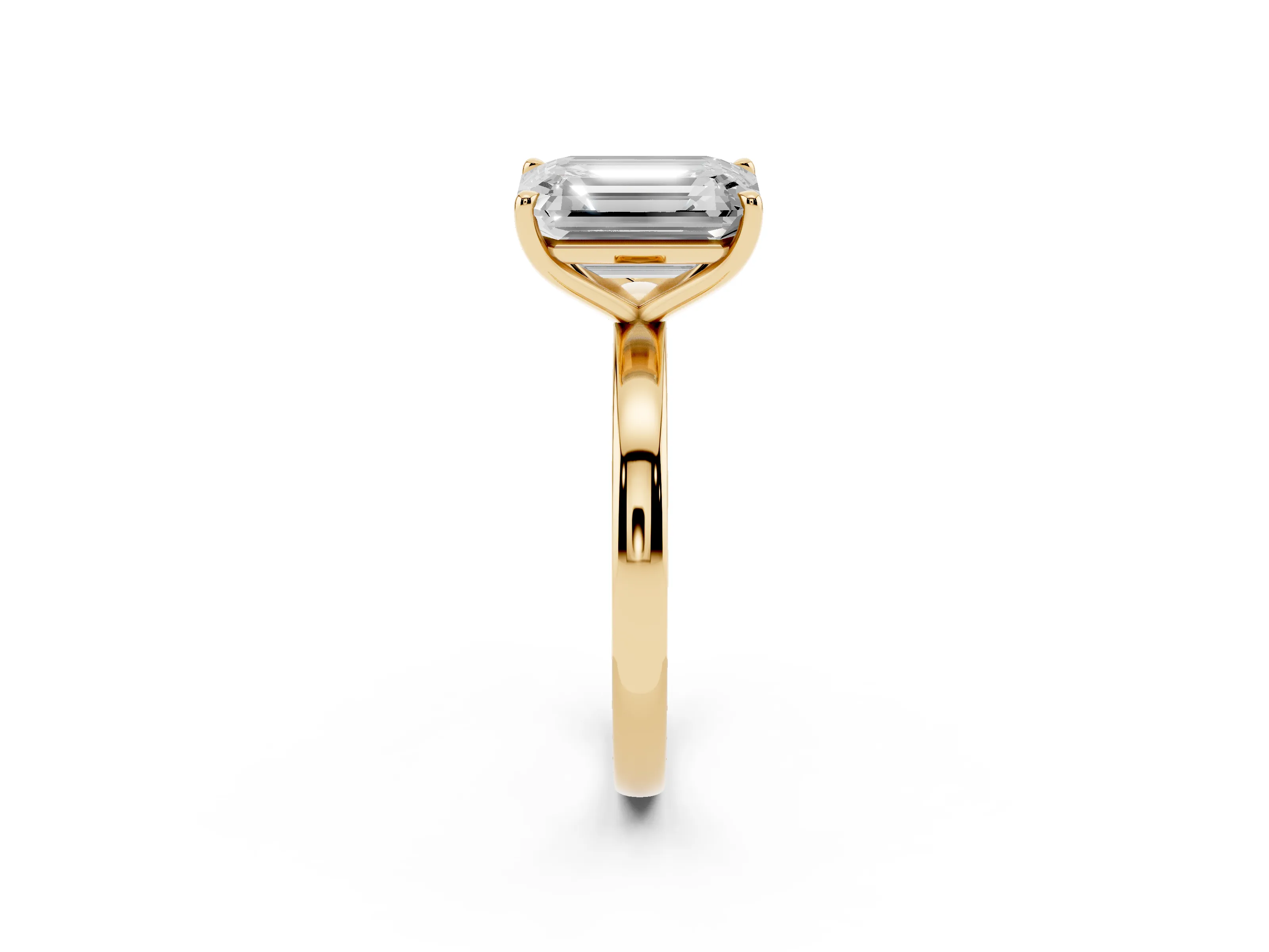 Fancy Blue Heart Cut and Emerald Cut Toi Moi Ring Set in Yellow gold with Prong Setting